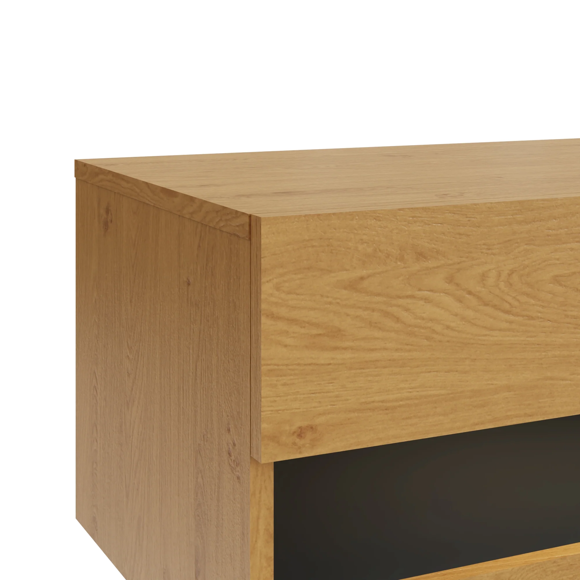 Leon TV Unit Oak 2 Shelves 2 Drawers - Image 3
