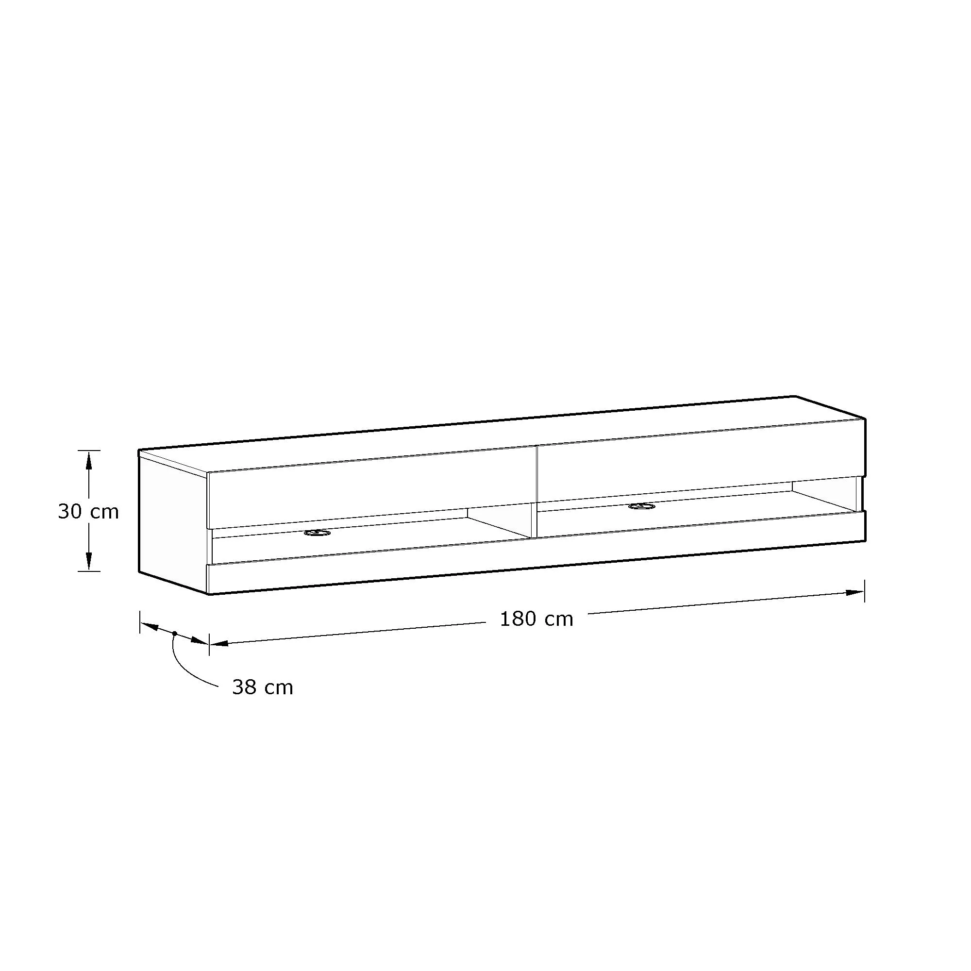 Leon TV Unit Grey 2 Shelves 2 Drawers - Image 6