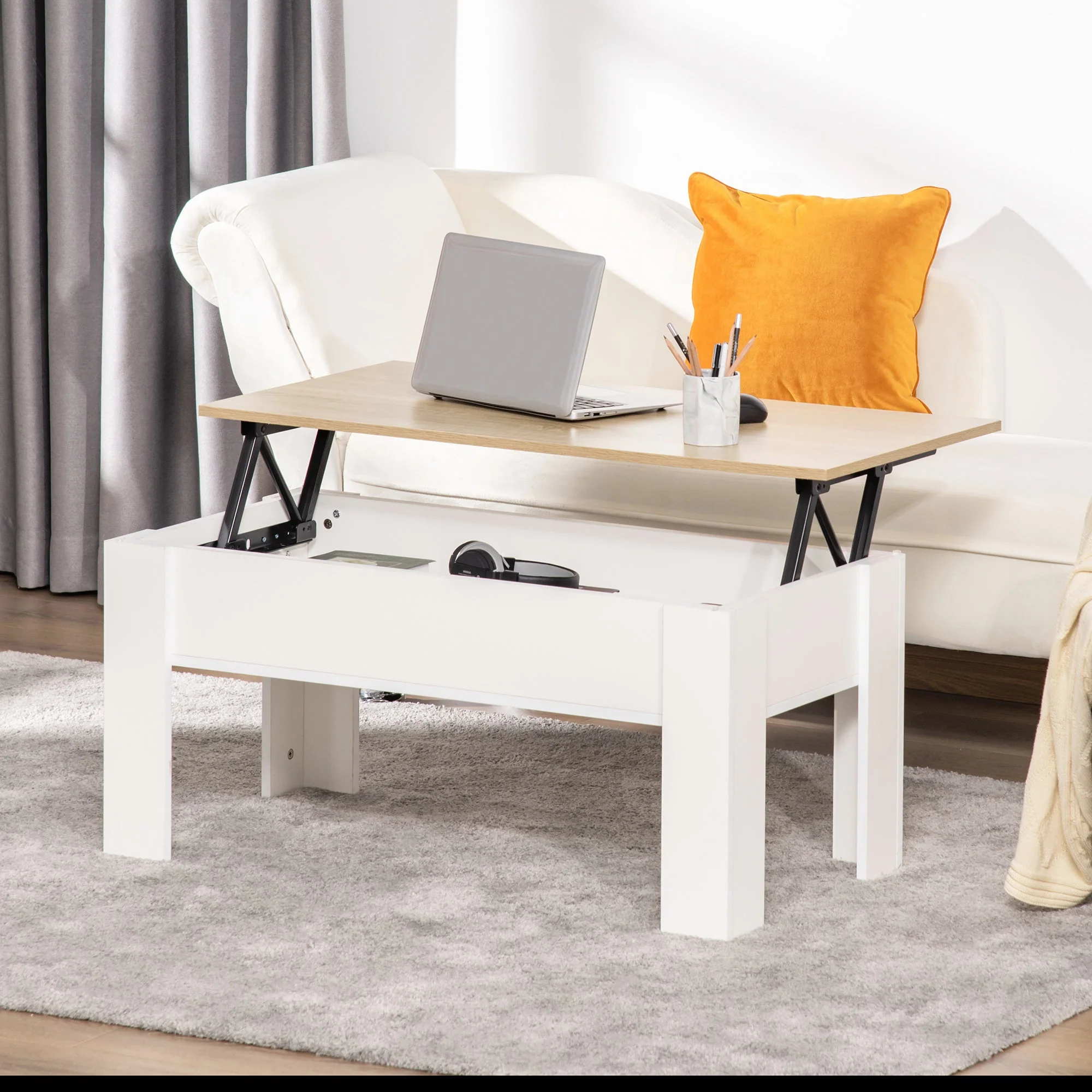 Lift Top Coffee Table with Hidden Storage Compartment - Image 2
