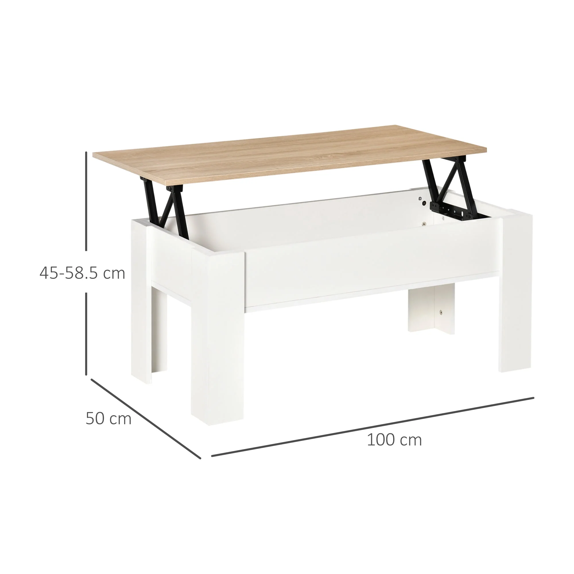 Lift Top Coffee Table with Hidden Storage Compartment - Image 3