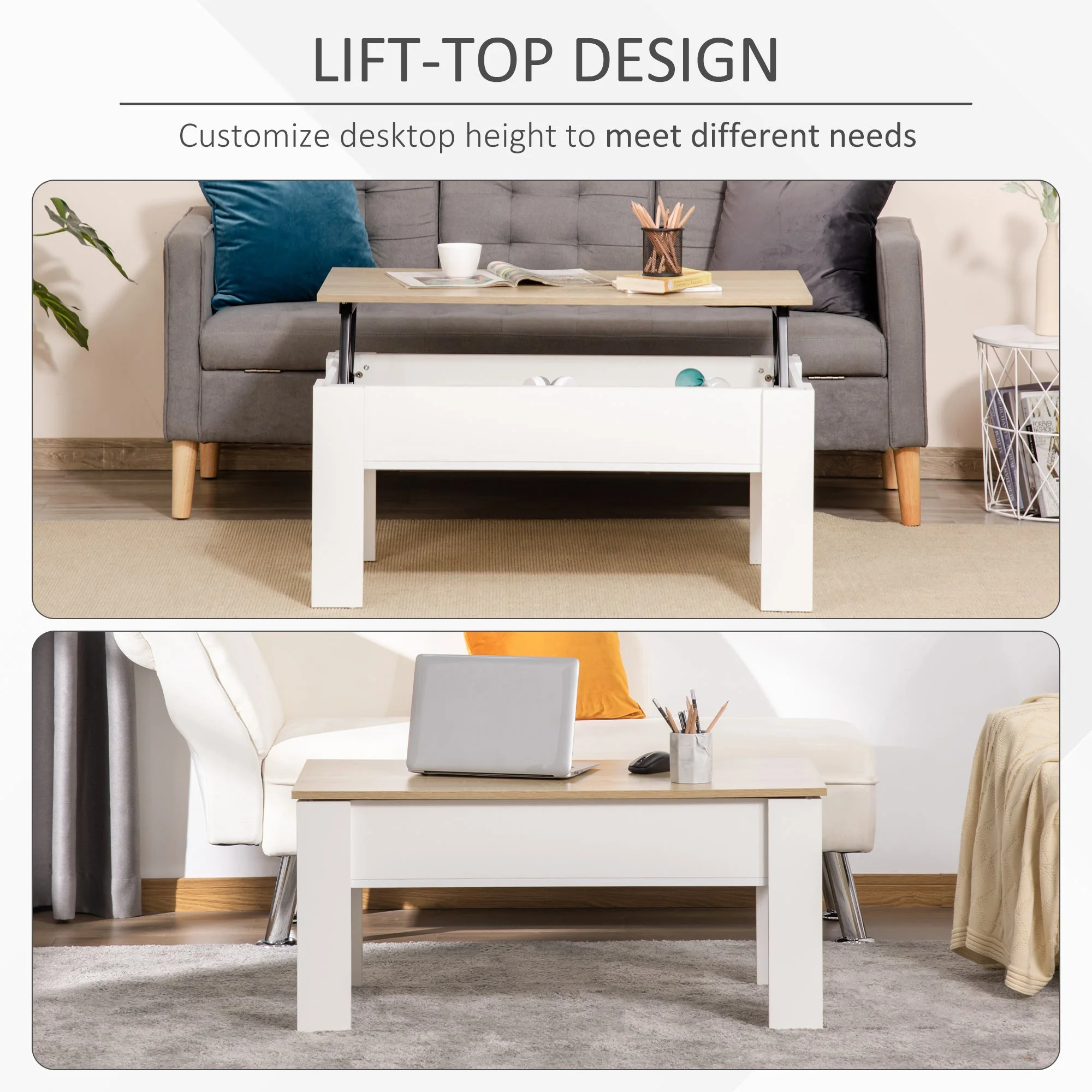 Lift Top Coffee Table with Hidden Storage Compartment - Image 4