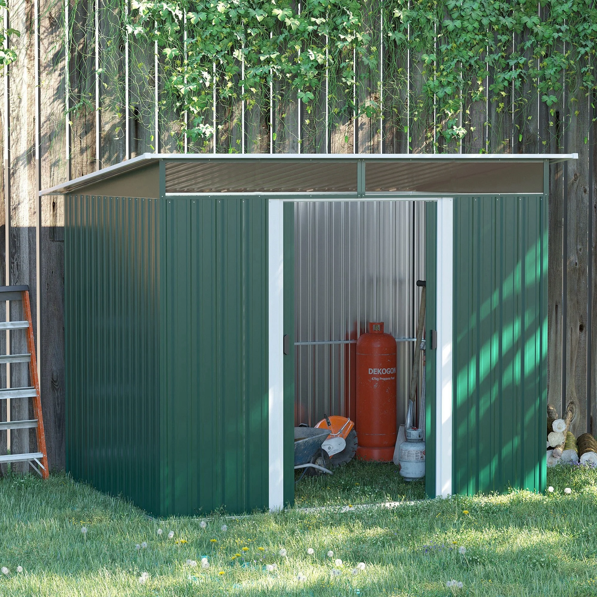 Lightsky 8.5 x 6' Double Door Pent Garden Shed Steel Green by Steadfast - Image 2