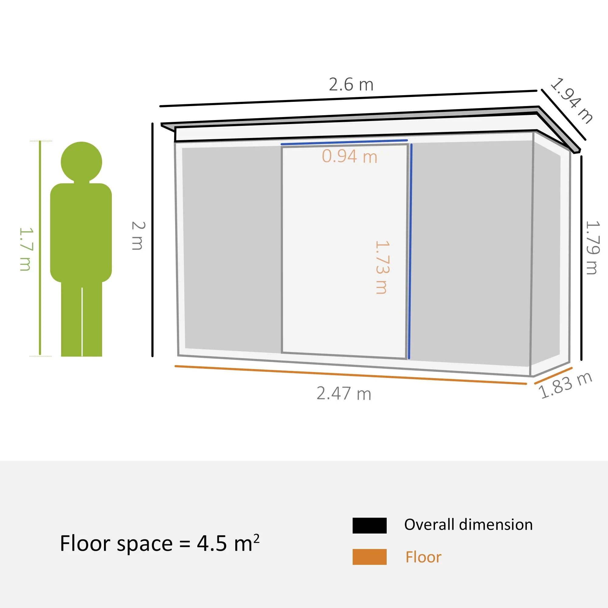 Lightsky 8.5 x 6' Double Door Pent Garden Shed Steel Green by Steadfast - Image 3