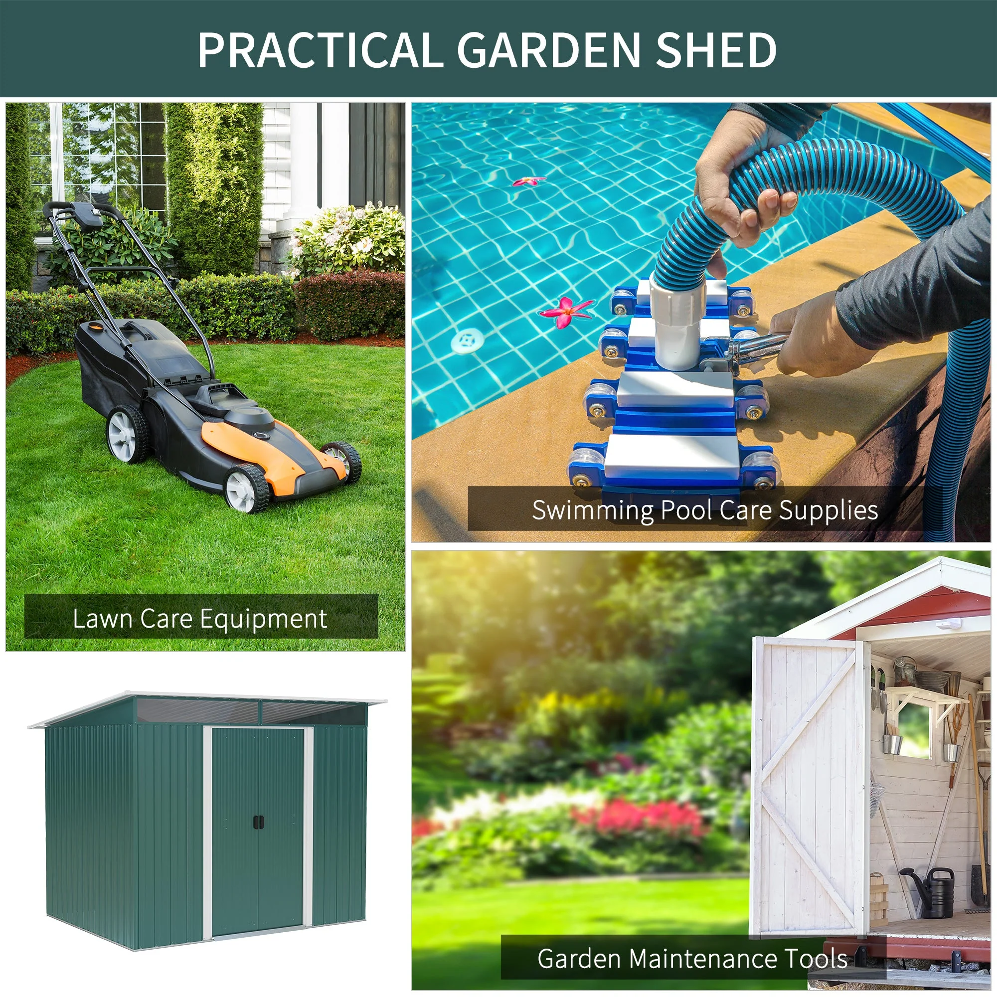 Lightsky 8.5 x 6' Double Door Pent Garden Shed Steel Green by Steadfast - Image 5
