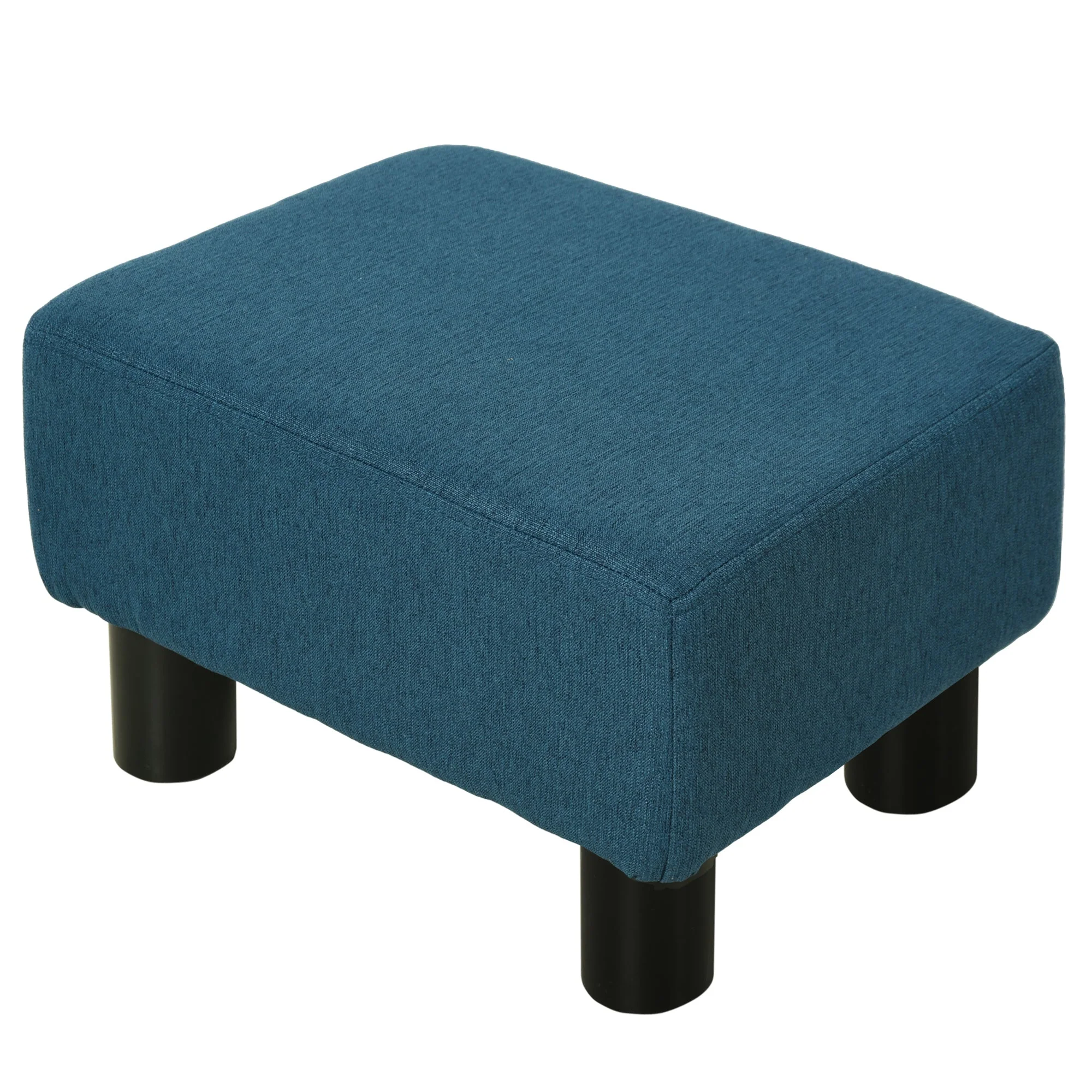 Linen Fabric Footstool Footrest Small Seat Foot Rest Chair Ottoman Light Home Office with Legs 40 x 30 x 24cm Blue - Image 7