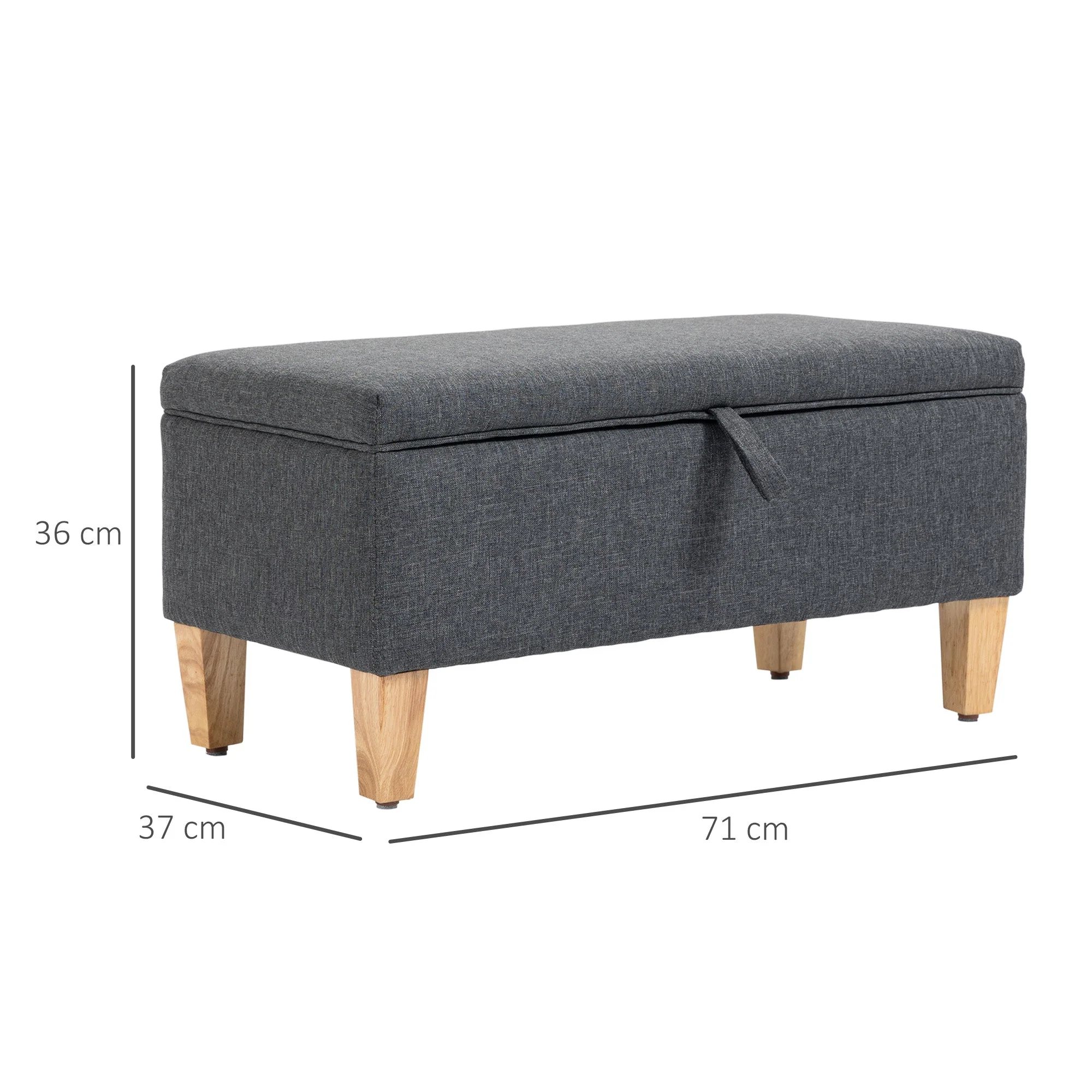 Linen-Look Storage Ottoman - Image 3
