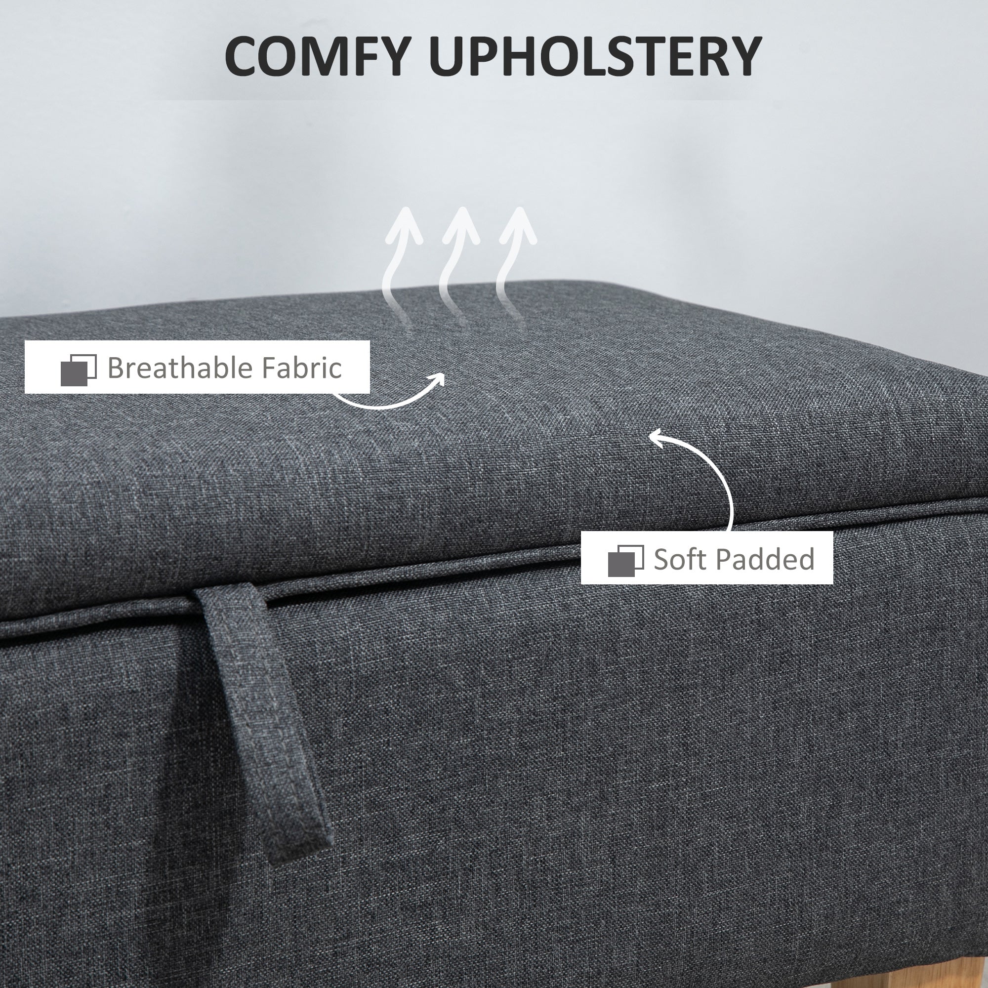 Linen-Look Storage Ottoman - Image 5
