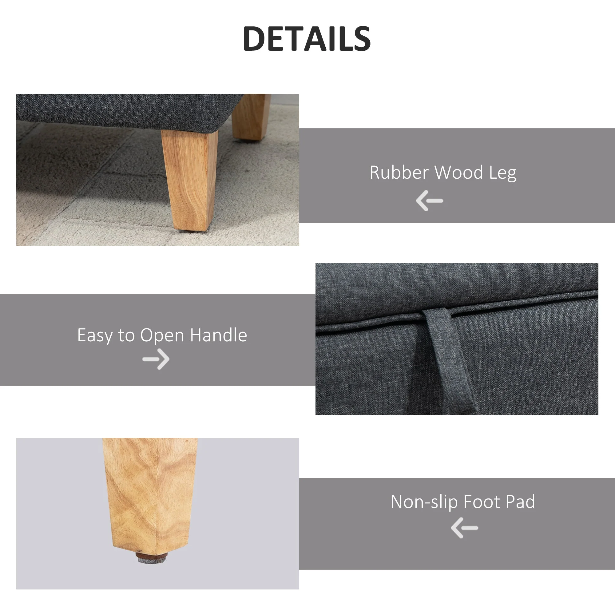 Linen-Look Storage Ottoman - Image 6