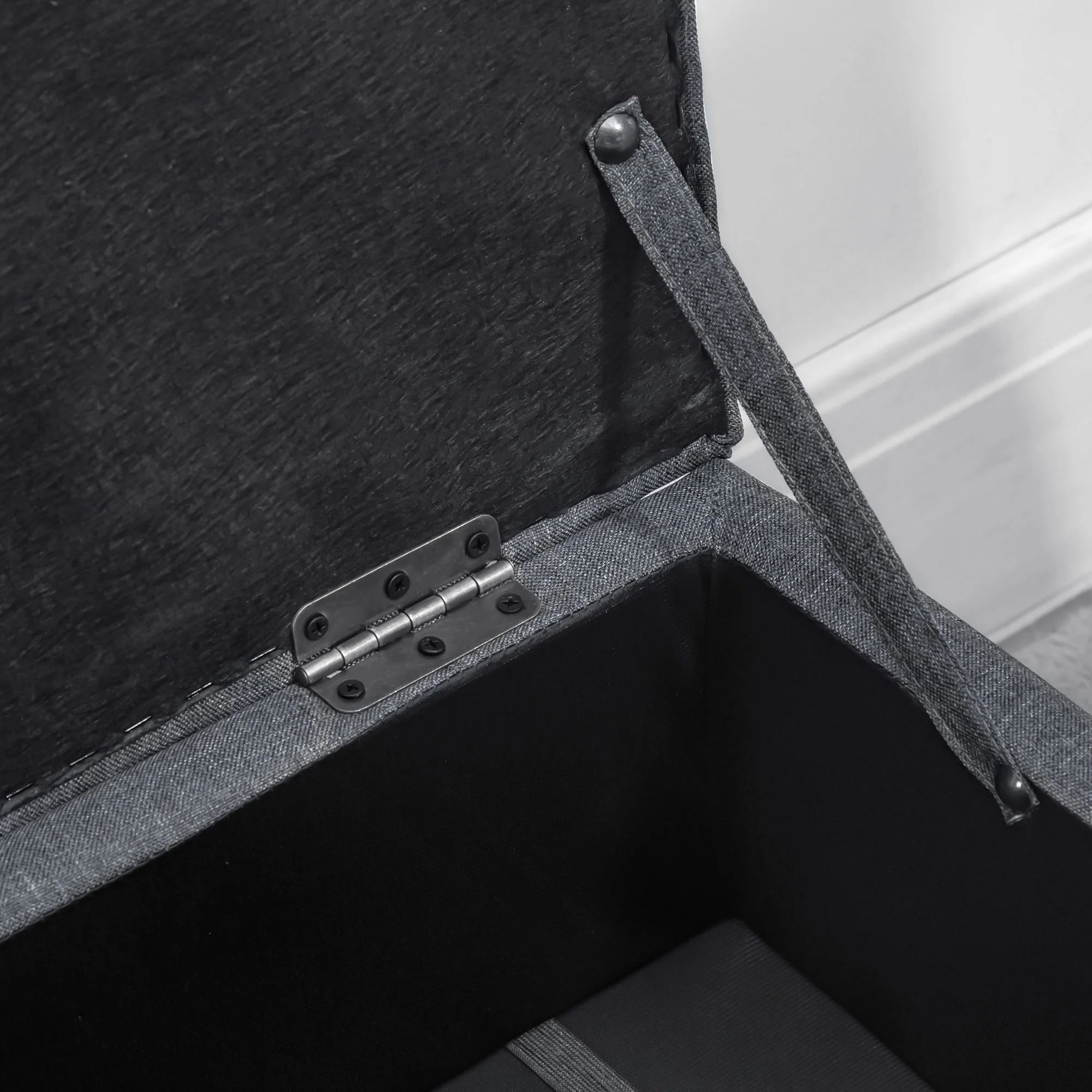 Linen-Look Storage Ottoman - Image 8