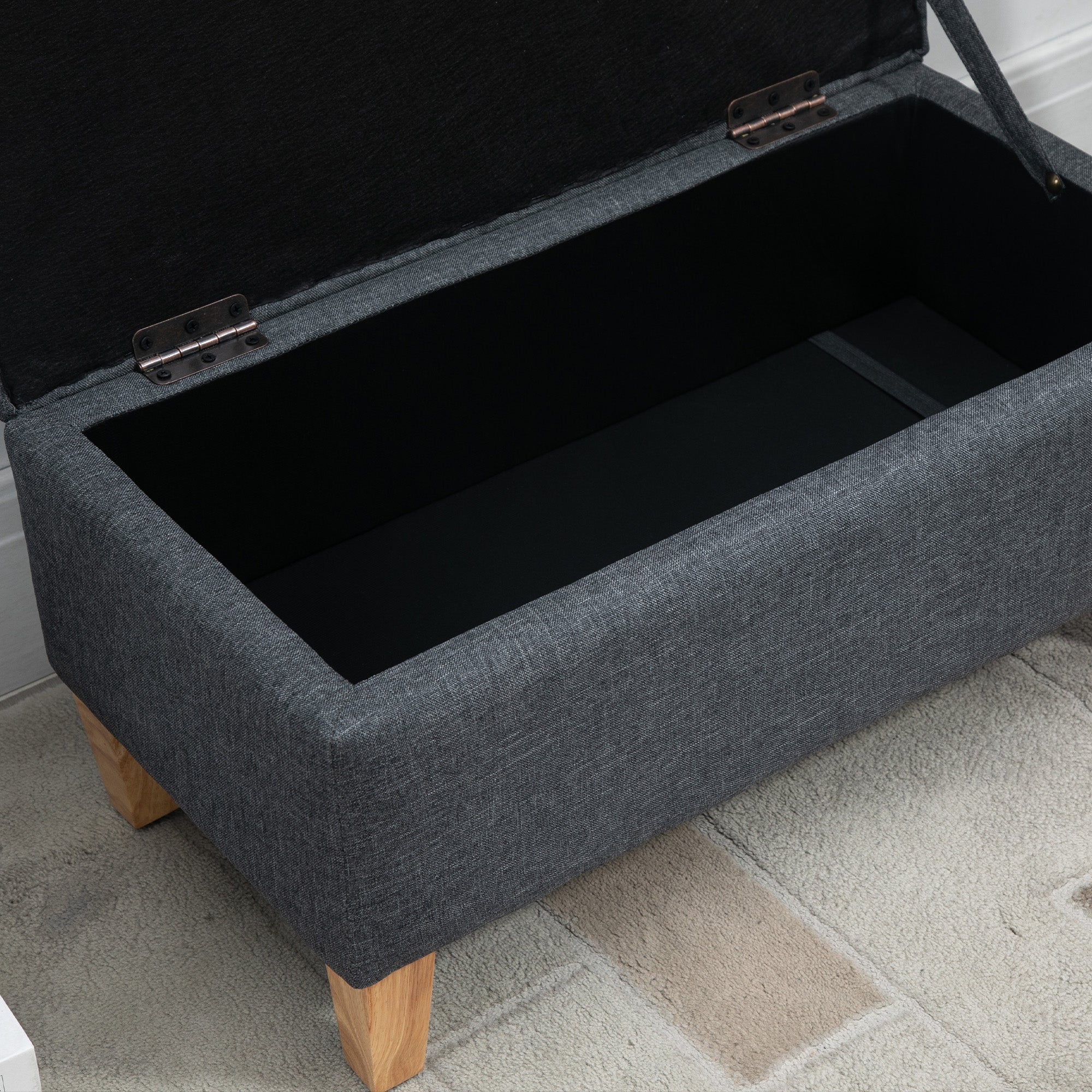 Linen-Look Storage Ottoman - Image 9