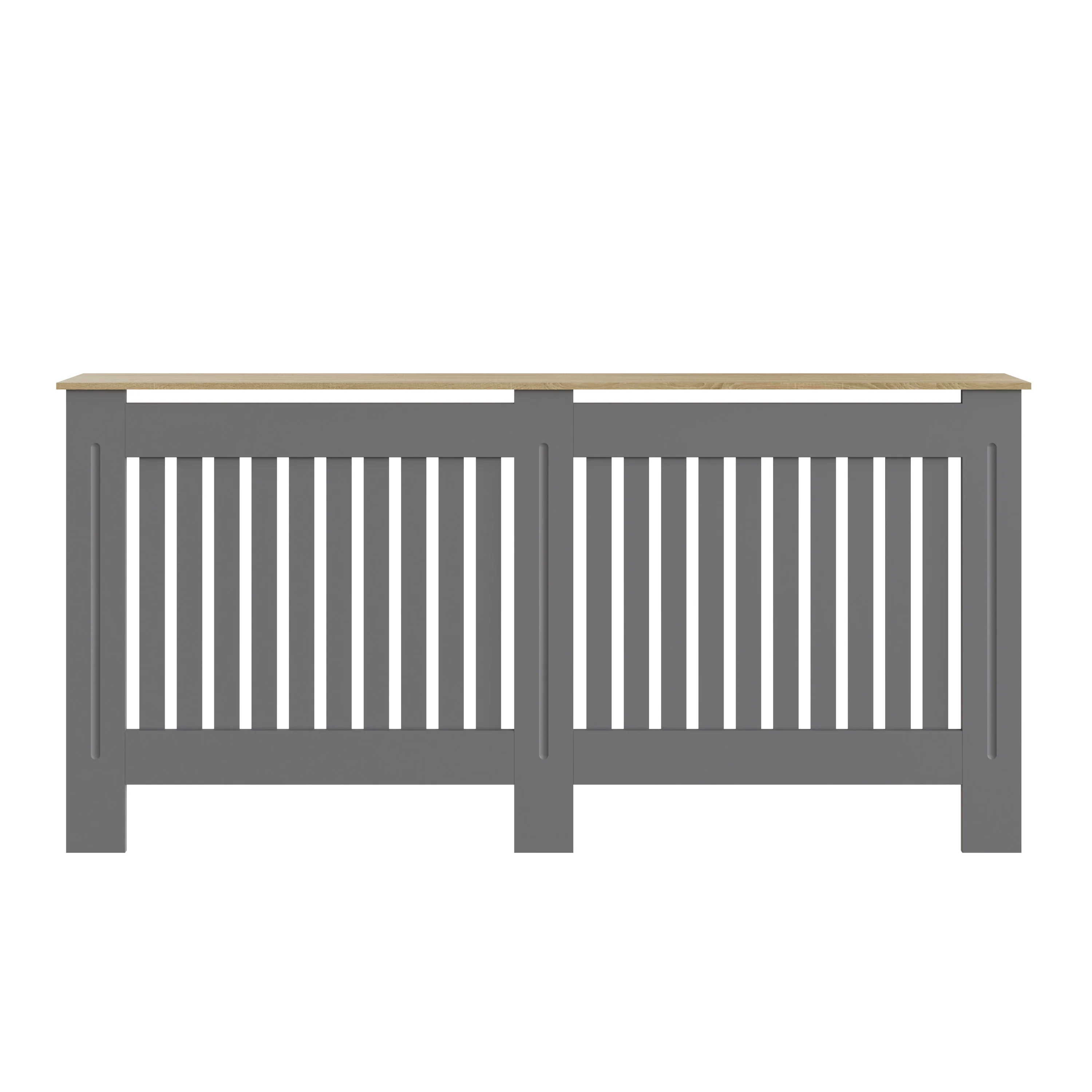 Longslow Large Radiator Cover Grey & Oak 1 Shelf - Image 2