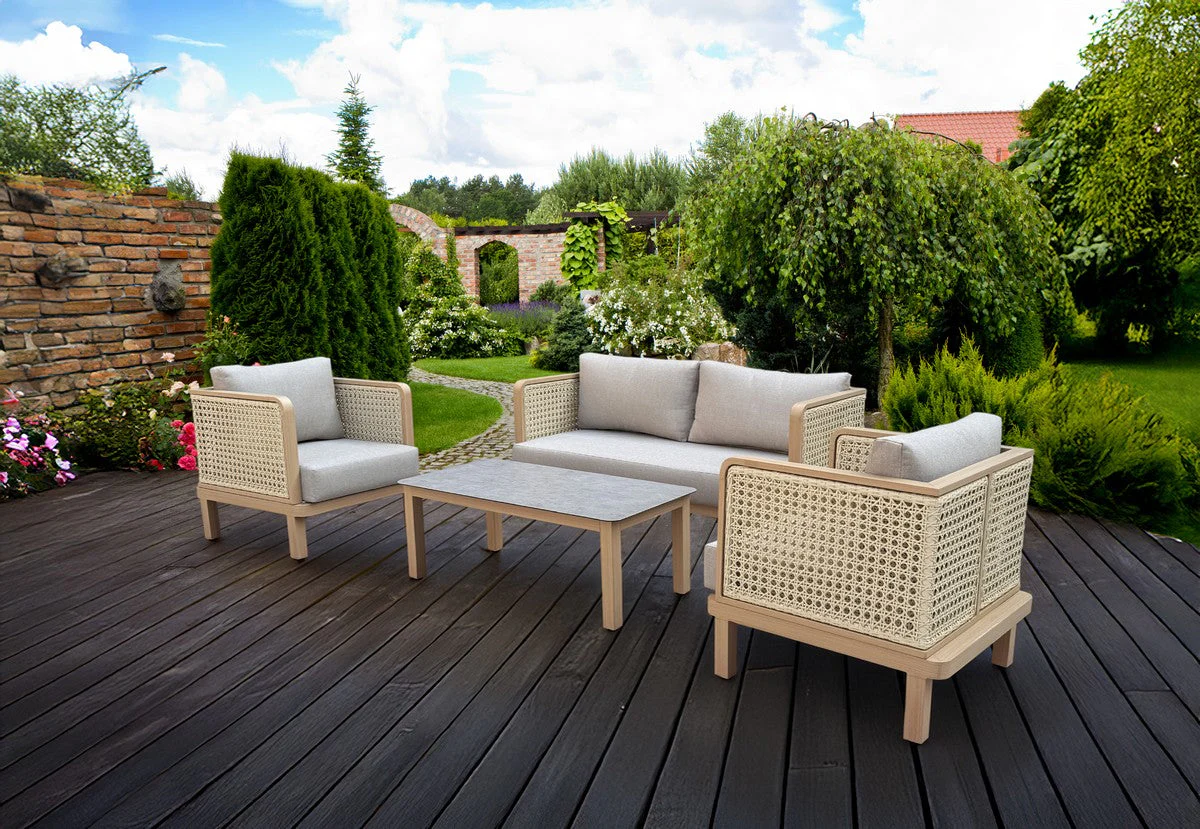 Garden Patio Dining Set by Croft - 4 Seats Grey Cushions