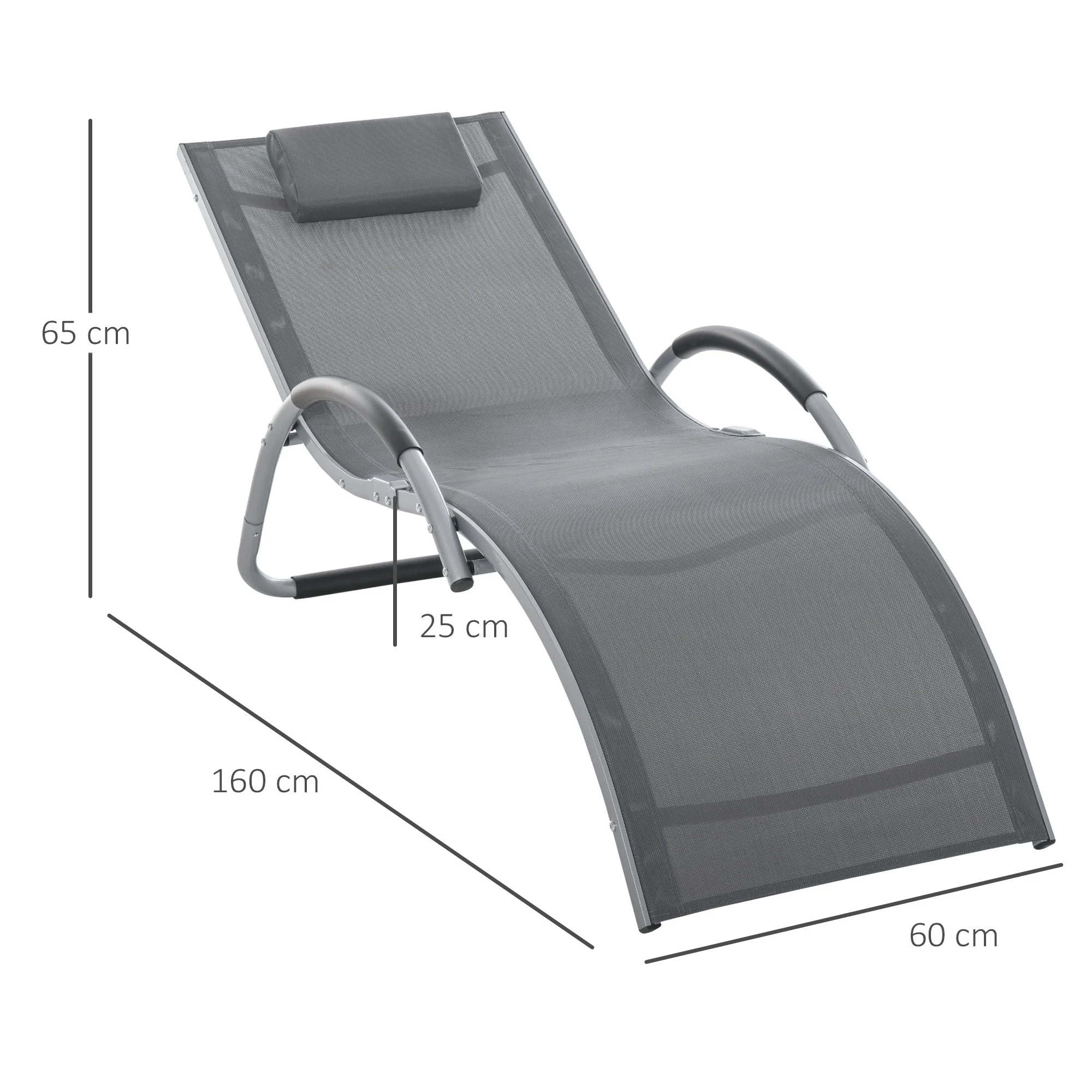 Lounger Chair Portable Armchair with Removable Pillow for Yard Beach Texteline - Image 3