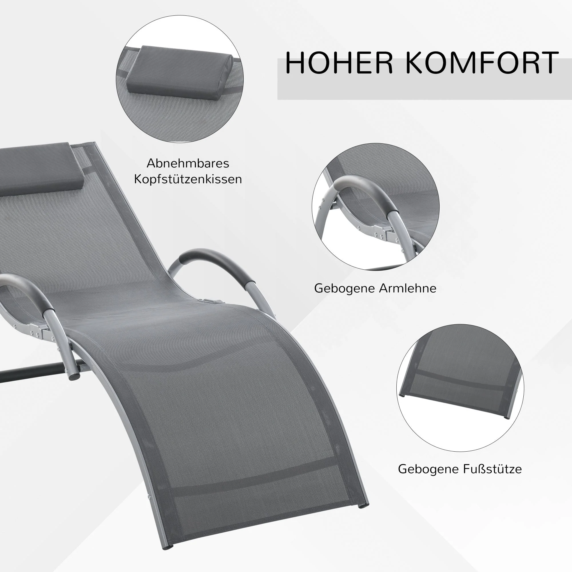 Lounger Chair Portable Armchair with Removable Pillow for Yard Beach Texteline - Image 7