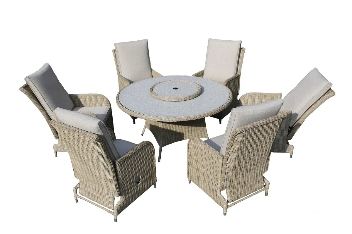 Rattan Garden Patio Dining Set by Mayfair - 6 Seats Grey - Image 3