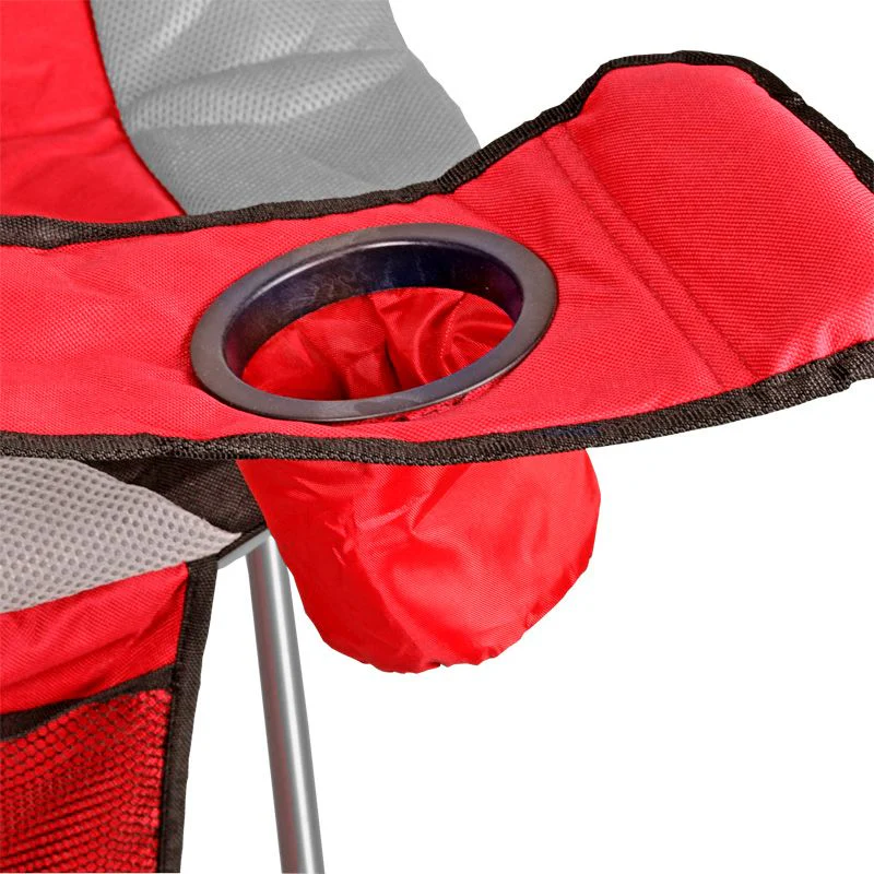 Luxury Padded Camping Chair with Drink Pocket - Red - Image 2