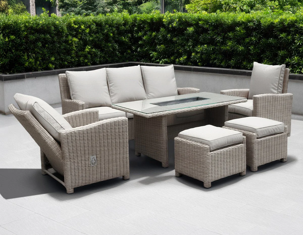 Rattan Garden Patio Dining Set by Mayfair - 5 Seats Grey