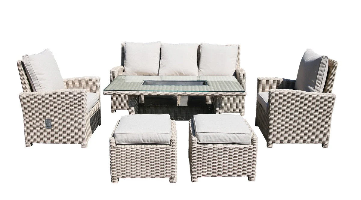 Rattan Garden Patio Dining Set by Mayfair - 5 Seats Grey - Image 3