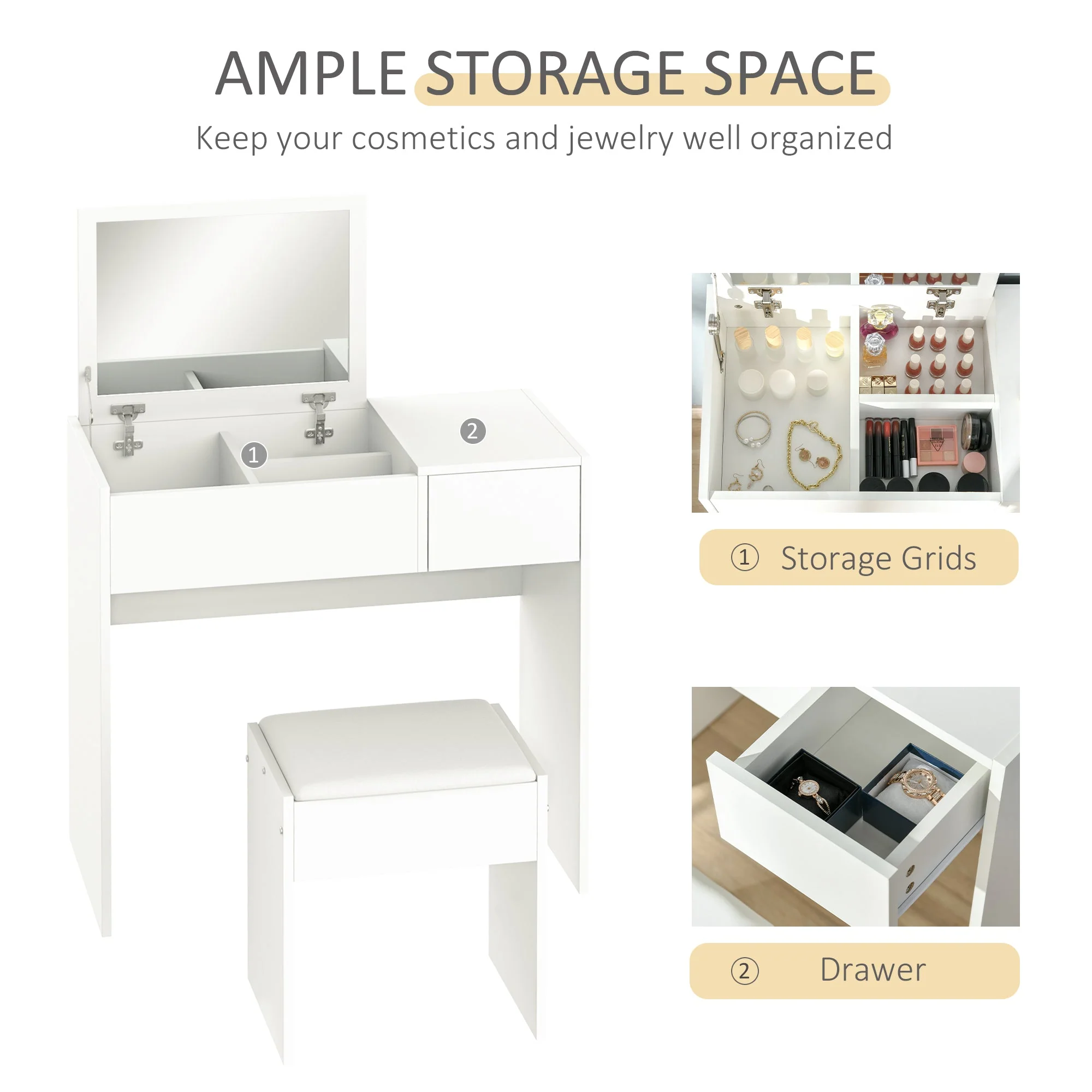 Makeup Desk with Drawer - Image 5