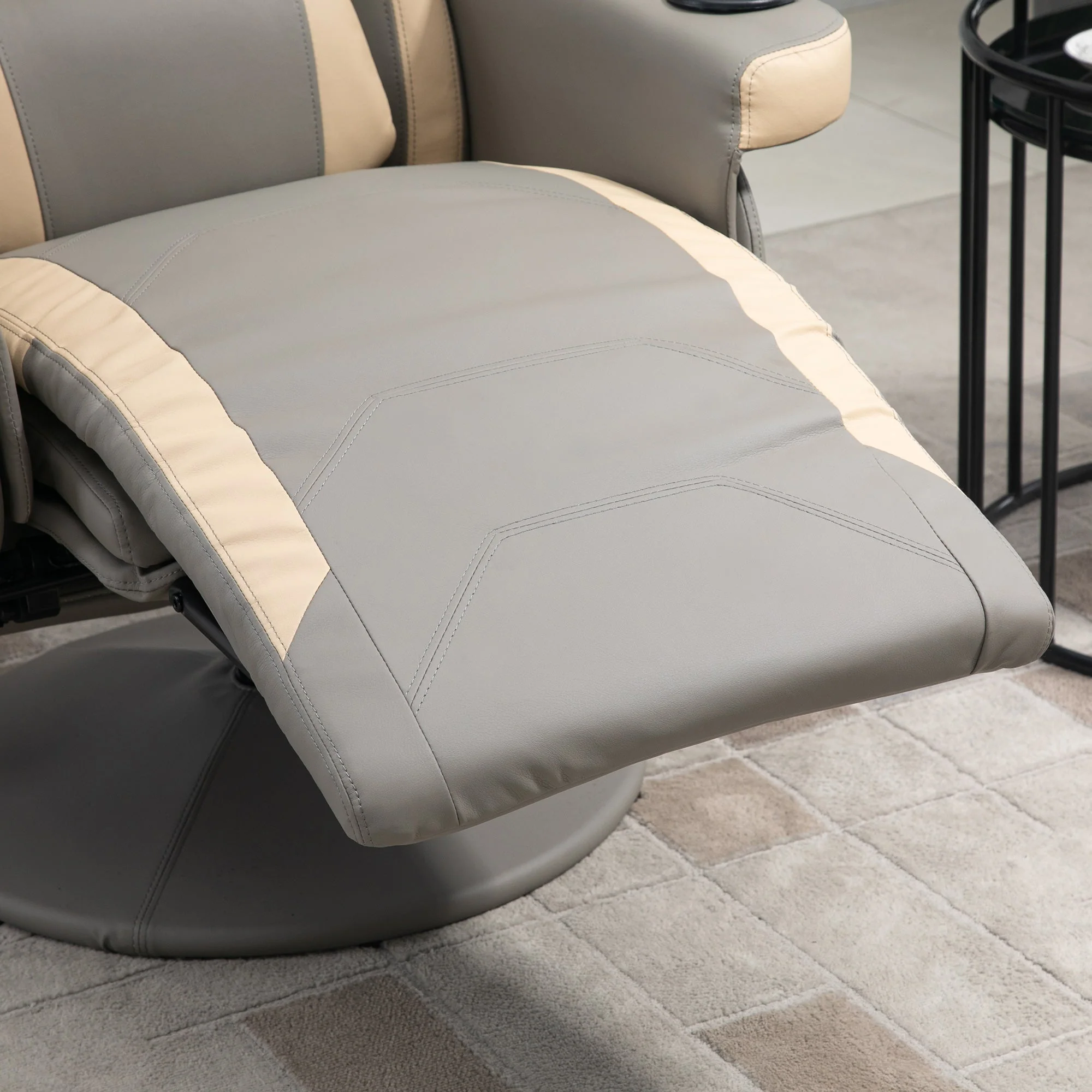 Manual Recliner Armchair PU Leather Lounge Chair w/ Adjustable Leg Rest - Image 7
