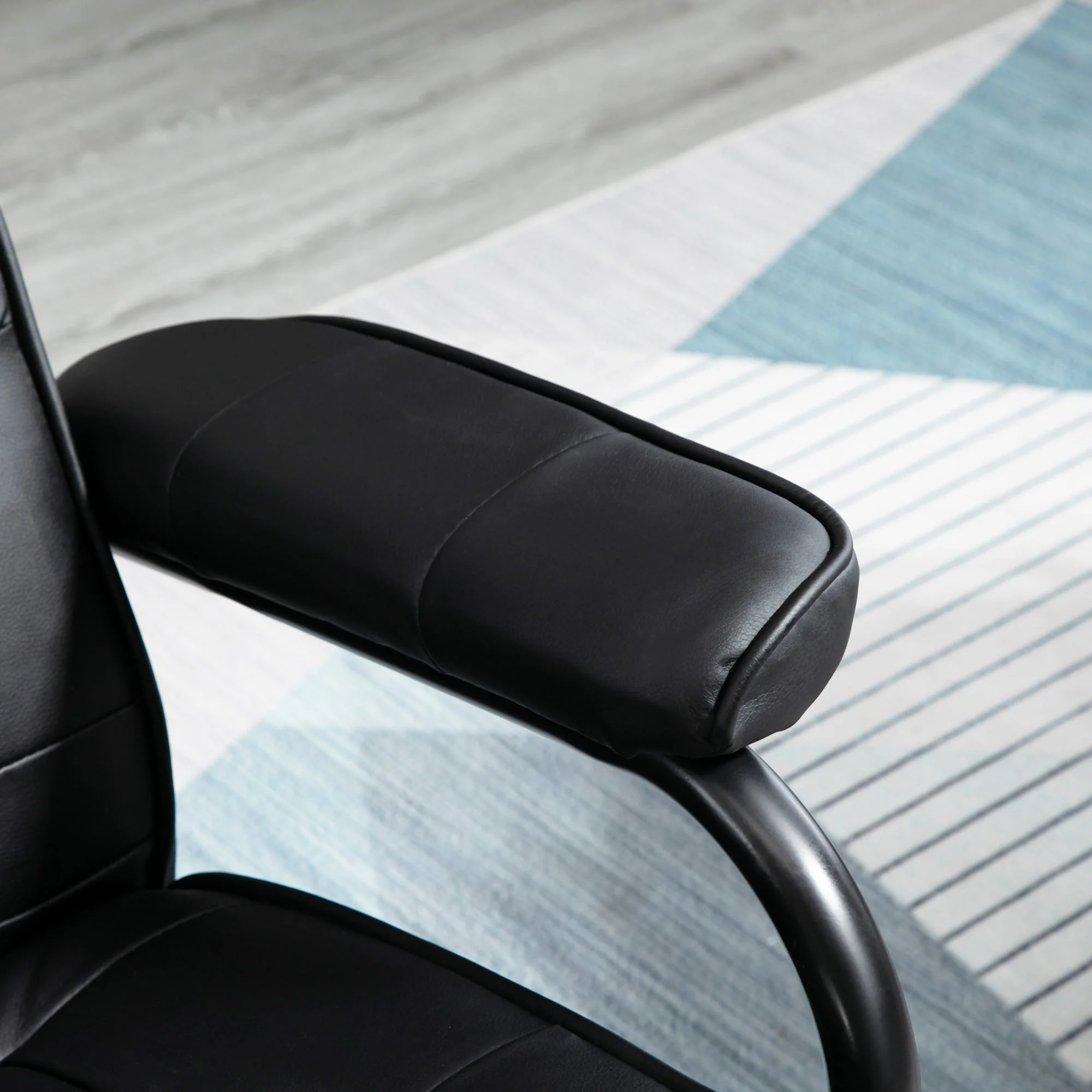 Manual Sofa Reclining Armchair PU Leather Massage Recliner Chair and Ottoman - Image 8
