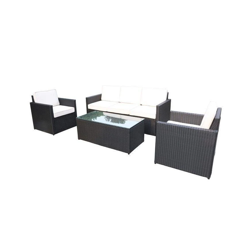 Marseille Rattan Garden Patio Dining Set by Royalcraft - 4 Seat Ivory Cushions - Image 2
