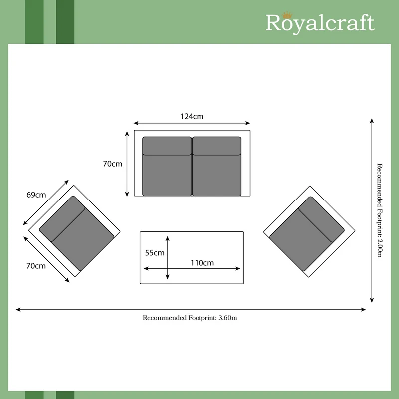 Marseille Rattan Garden Patio Dining Set by Royalcraft - 4 Seat Ivory Cushions - Image 3
