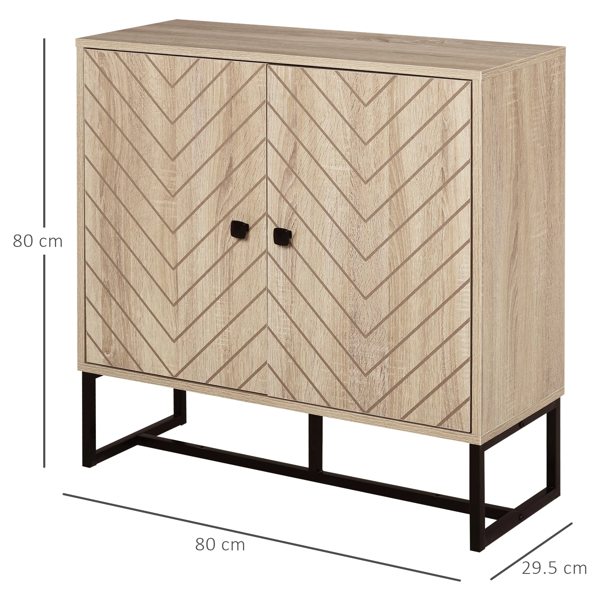 Medium-density fibreboard 2-Tier Storage Cabinet Steel Frame Handles Tabletop Unique Home Style Organiser - Image 2