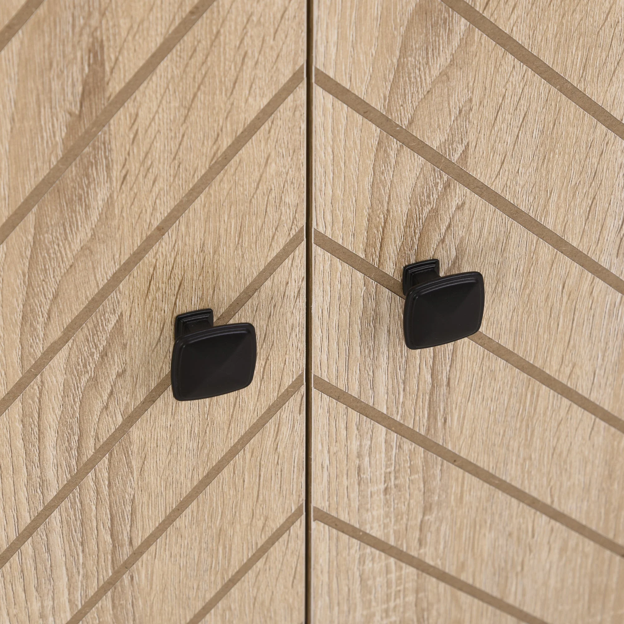 Medium-density fibreboard 2-Tier Storage Cabinet Steel Frame Handles Tabletop Unique Home Style Organiser - Image 6