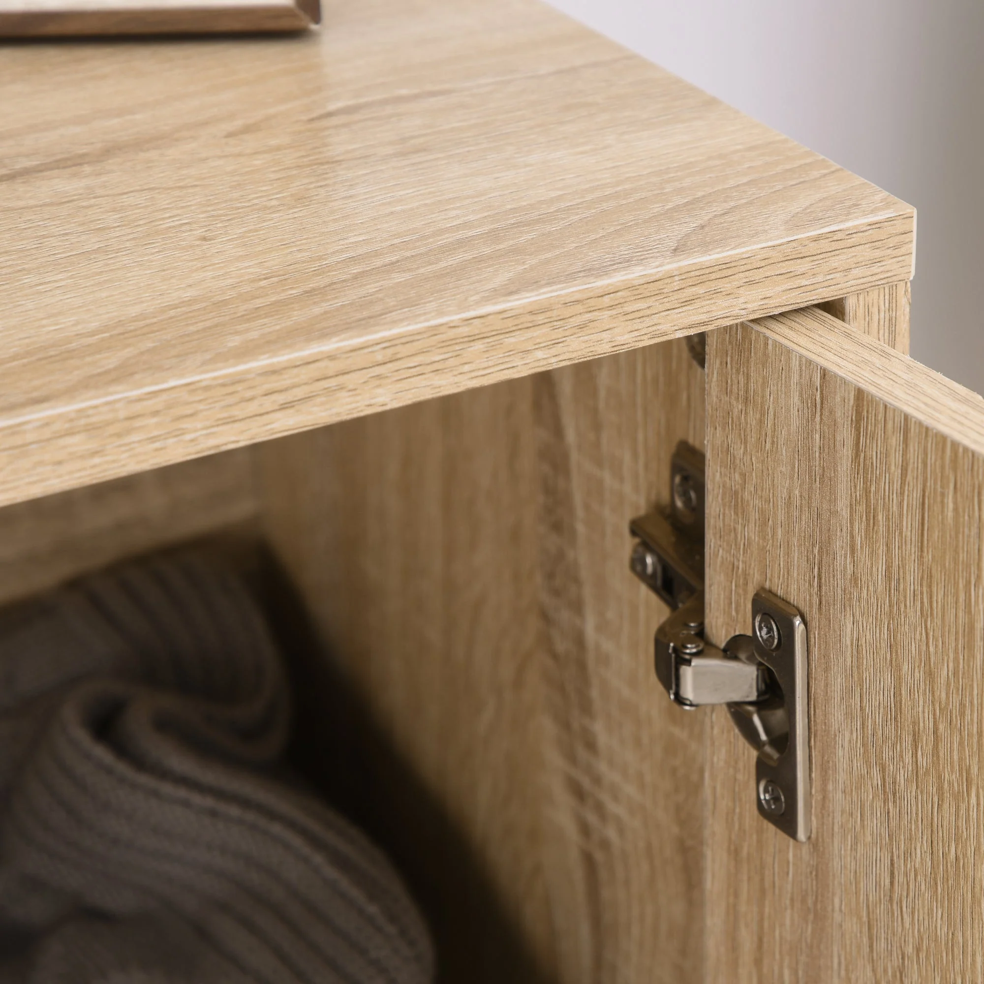 Medium-density fibreboard 2-Tier Storage Cabinet Steel Frame Handles Tabletop Unique Home Style Organiser - Image 7