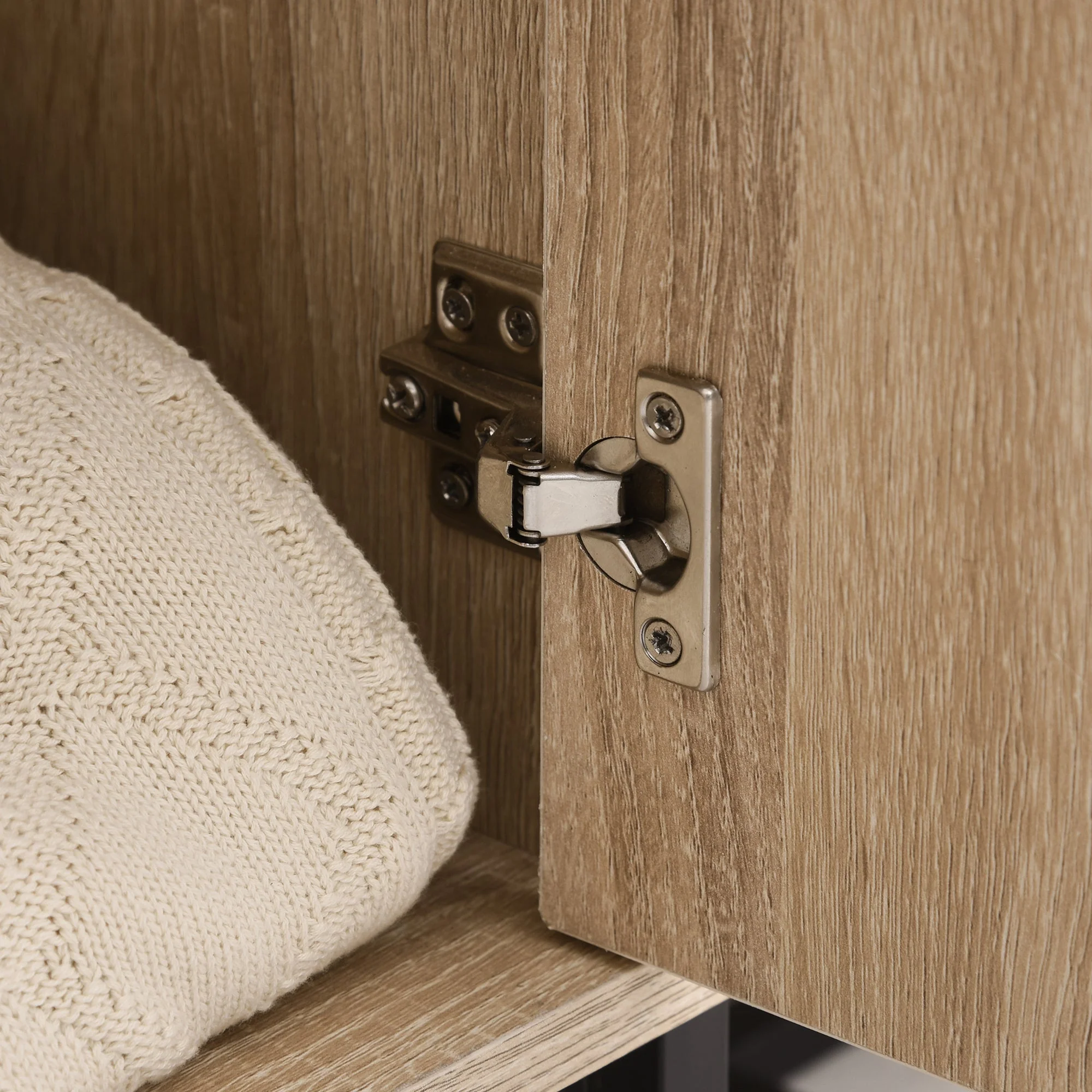 Medium-density fibreboard 2-Tier Storage Cabinet Steel Frame Handles Tabletop Unique Home Style Organiser - Image 8