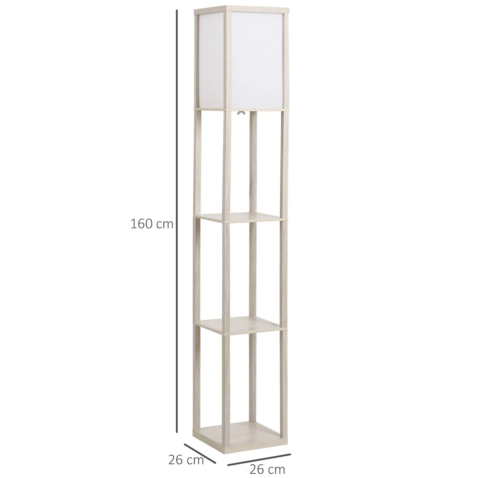 Medium-density fibreboard 3-Tier Shelves Floor Lamp Oak/White - Image 3