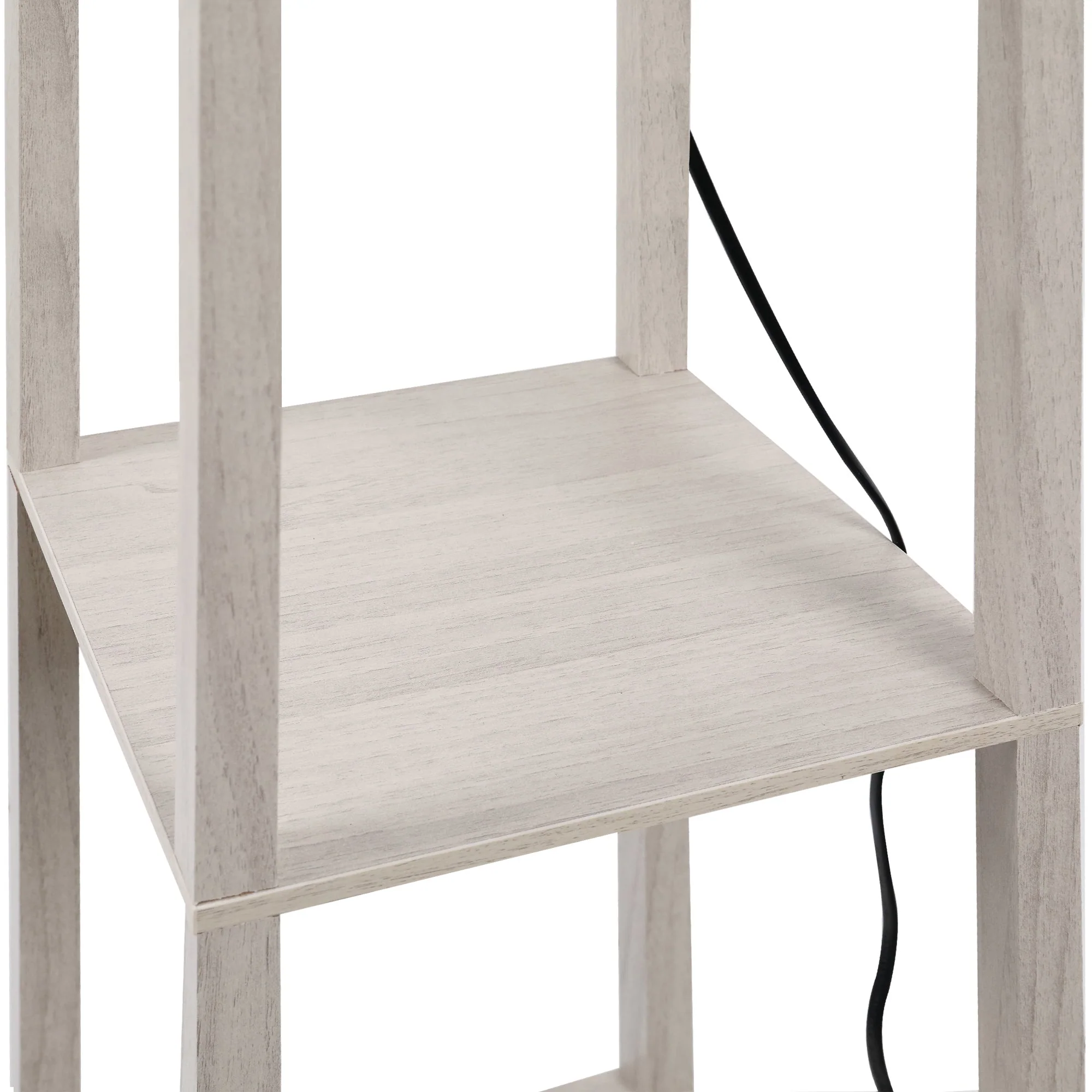 Medium-density fibreboard 3-Tier Shelves Floor Lamp Oak/White - Image 9