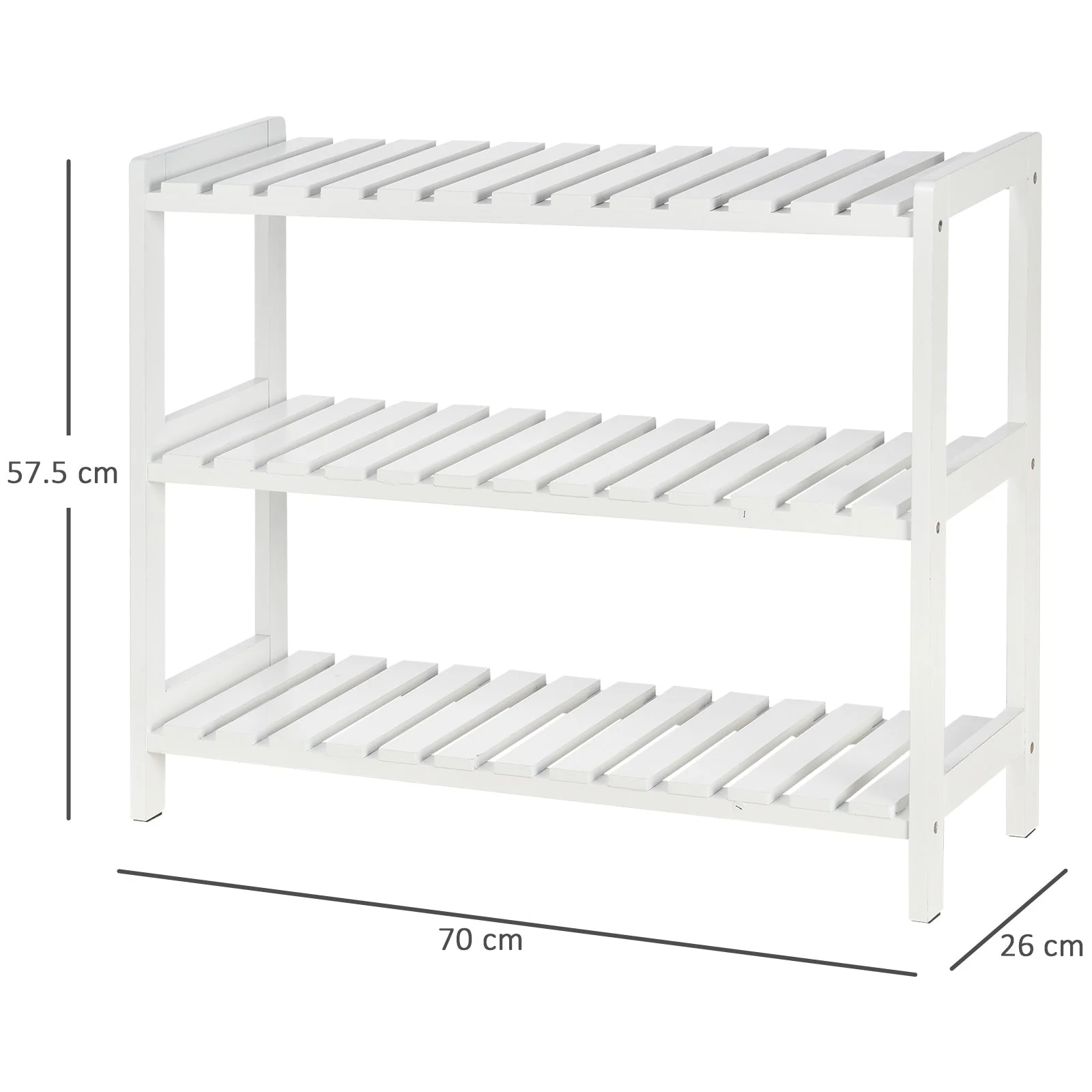 Medium-density fibreboard 3-Tier Slatted Shoe Rack White - Image 3