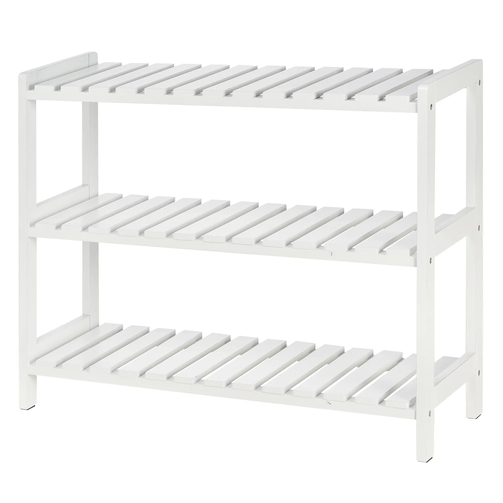 Medium-density fibreboard 3-Tier Slatted Shoe Rack White - Image 9