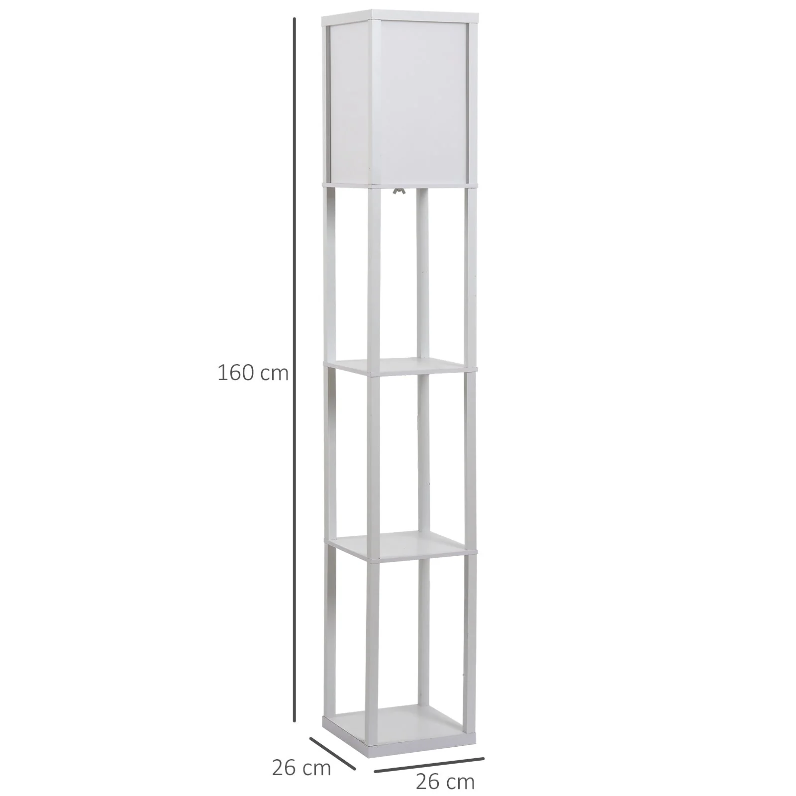 Medium-density fibreboard 4-Tier Floor Lamp White - Image 3