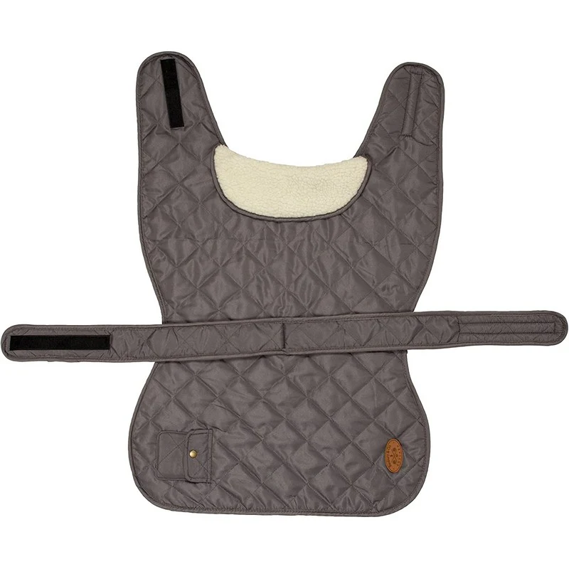 Medium Dog Coat Grey Faux Fur & Faux Leather 43cm by Banbury - Image 2