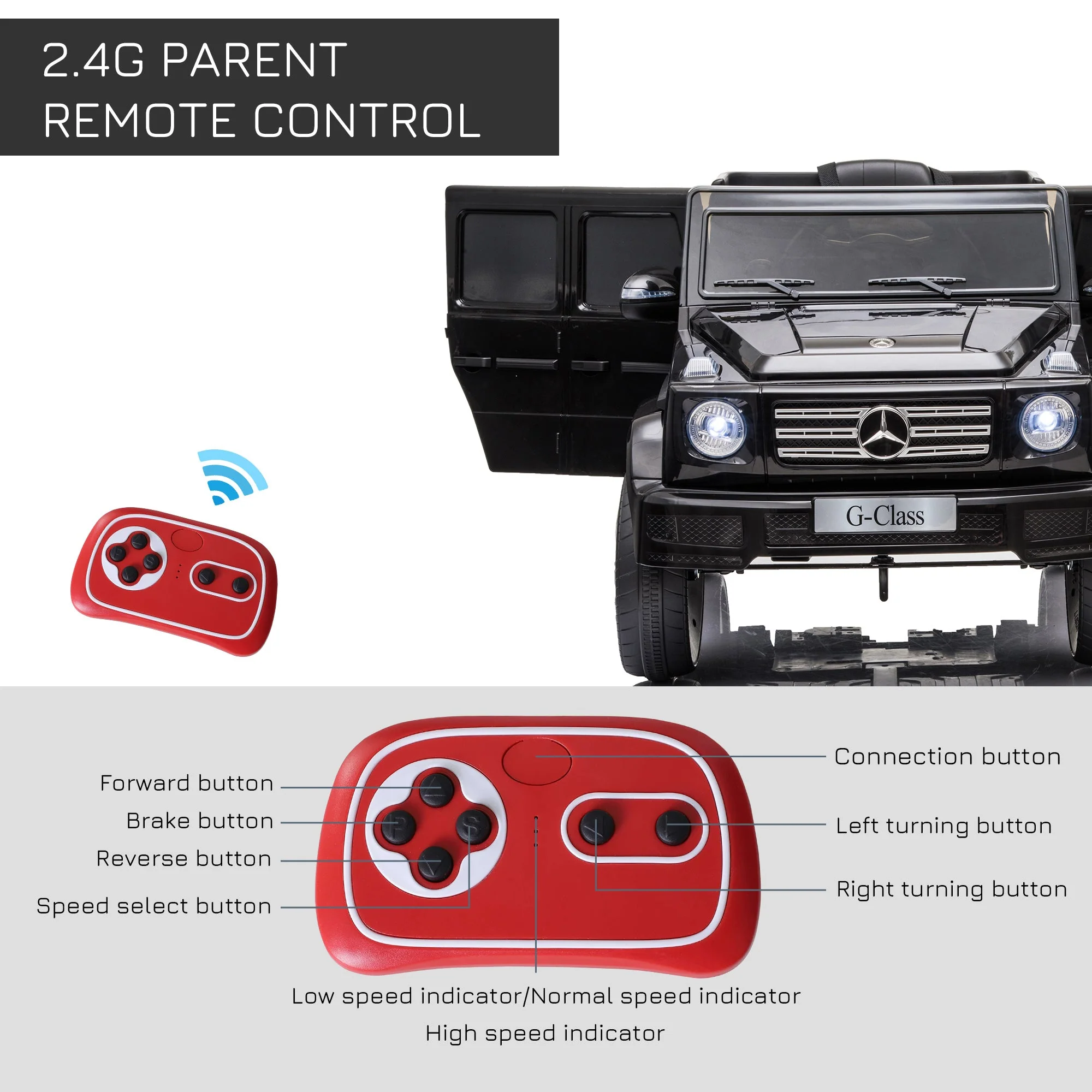 Mercedes Benz G500 12V Kids Electric Ride On Car Toy w/ Remote Control - Image 6