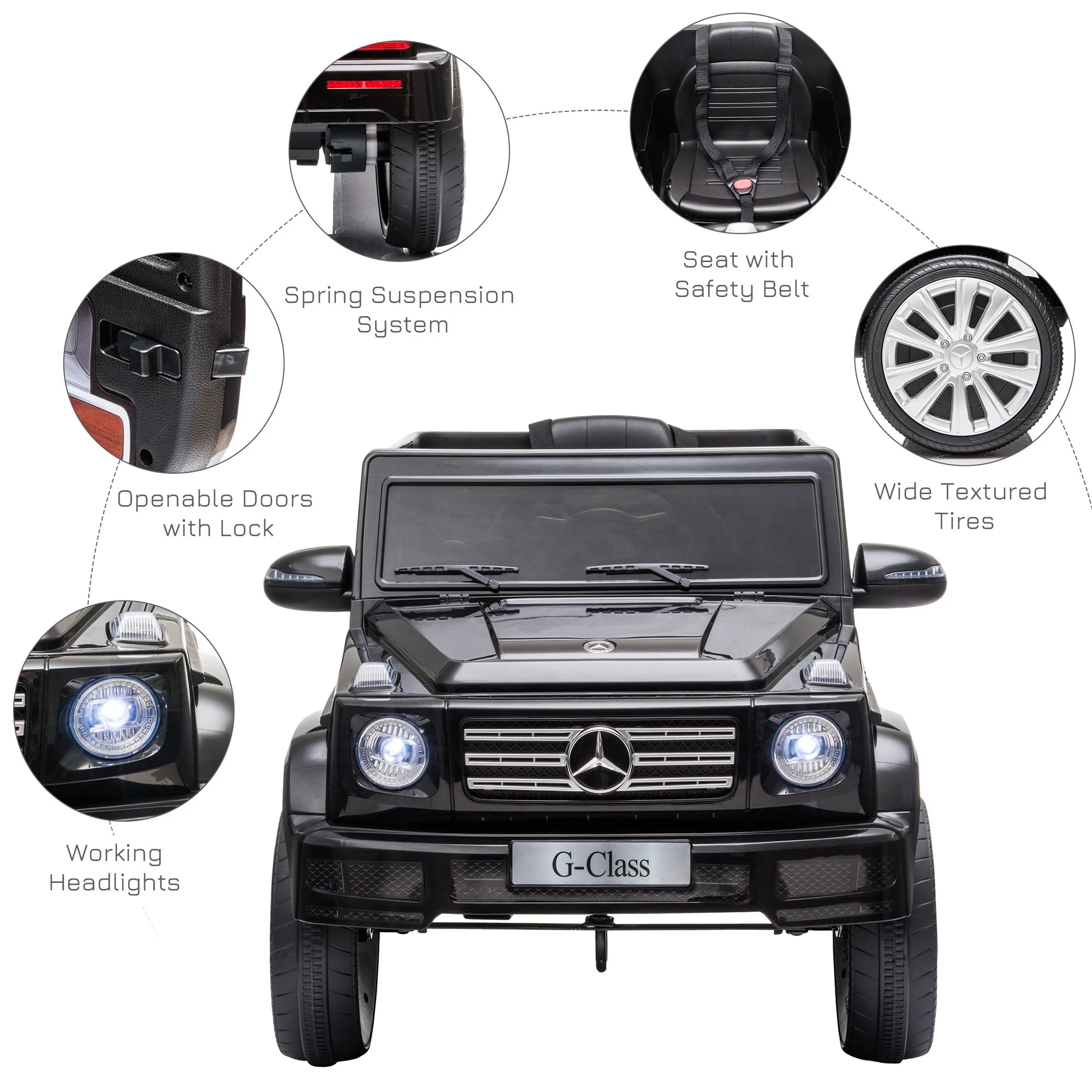 Mercedes Benz G500 12V Kids Electric Ride On Car Toy w/ Remote Control - Image 7