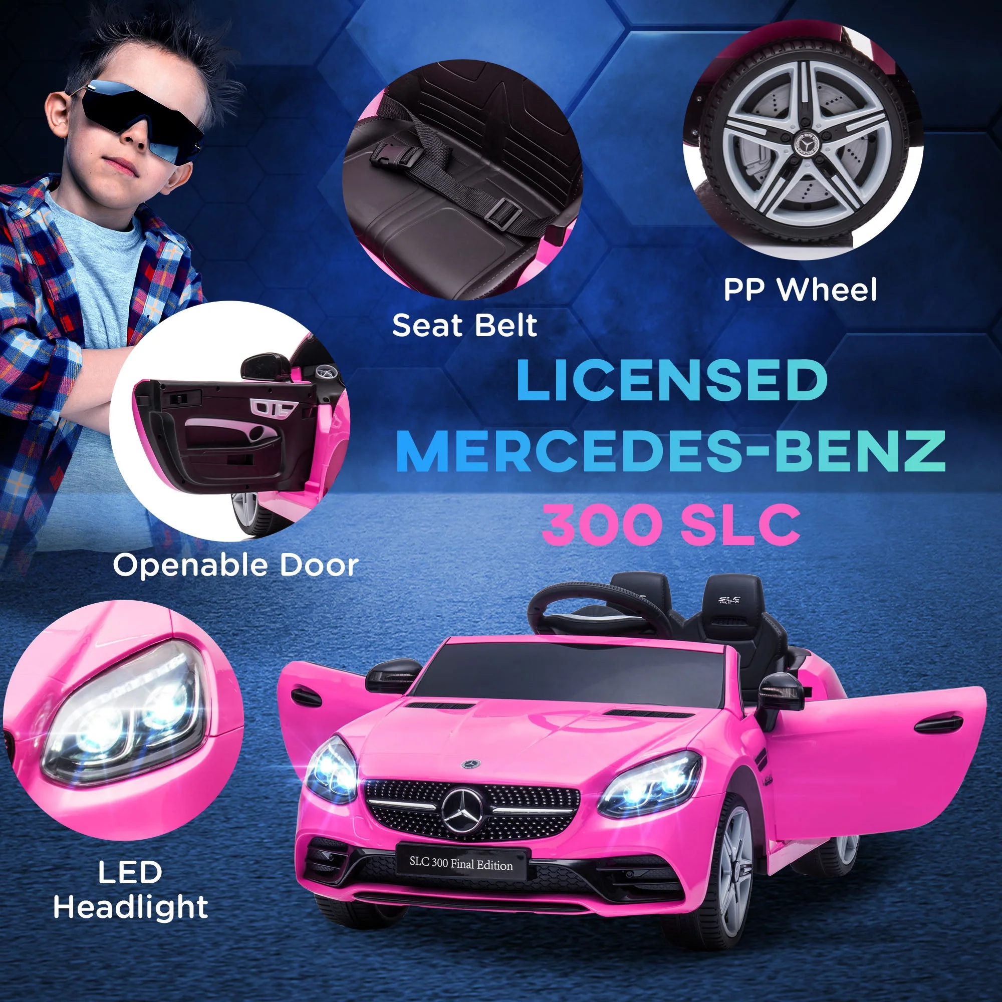 Mercedes Benz SLC 300 Ride On Electric Car With Parent Remote 3 To 6 Years Pink by Aiyaplay - Image 6