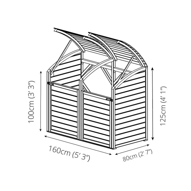 Mercia 5' 2" x 2' 7" Curved Bin Store - Premium Pressure Treated Slatted - Image 10
