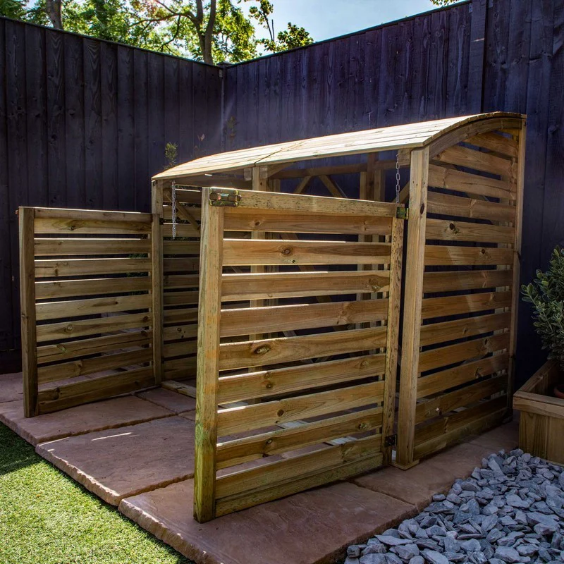 Mercia 5' 2" x 2' 7" Curved Bin Store - Premium Pressure Treated Slatted - Image 7