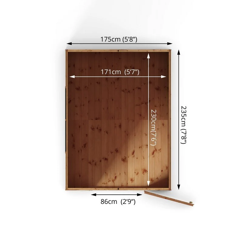 Mercia 5' 8" x 7' 8" Apex Shed - Premium Pressure Treated Shiplap - Image 9
