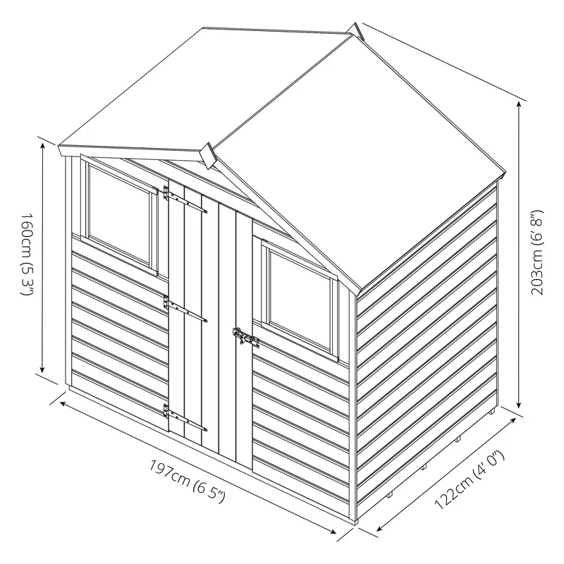 Mercia 6' 5" x 4' Apex Shed - Premium Dip Treated Shiplap - Image 10