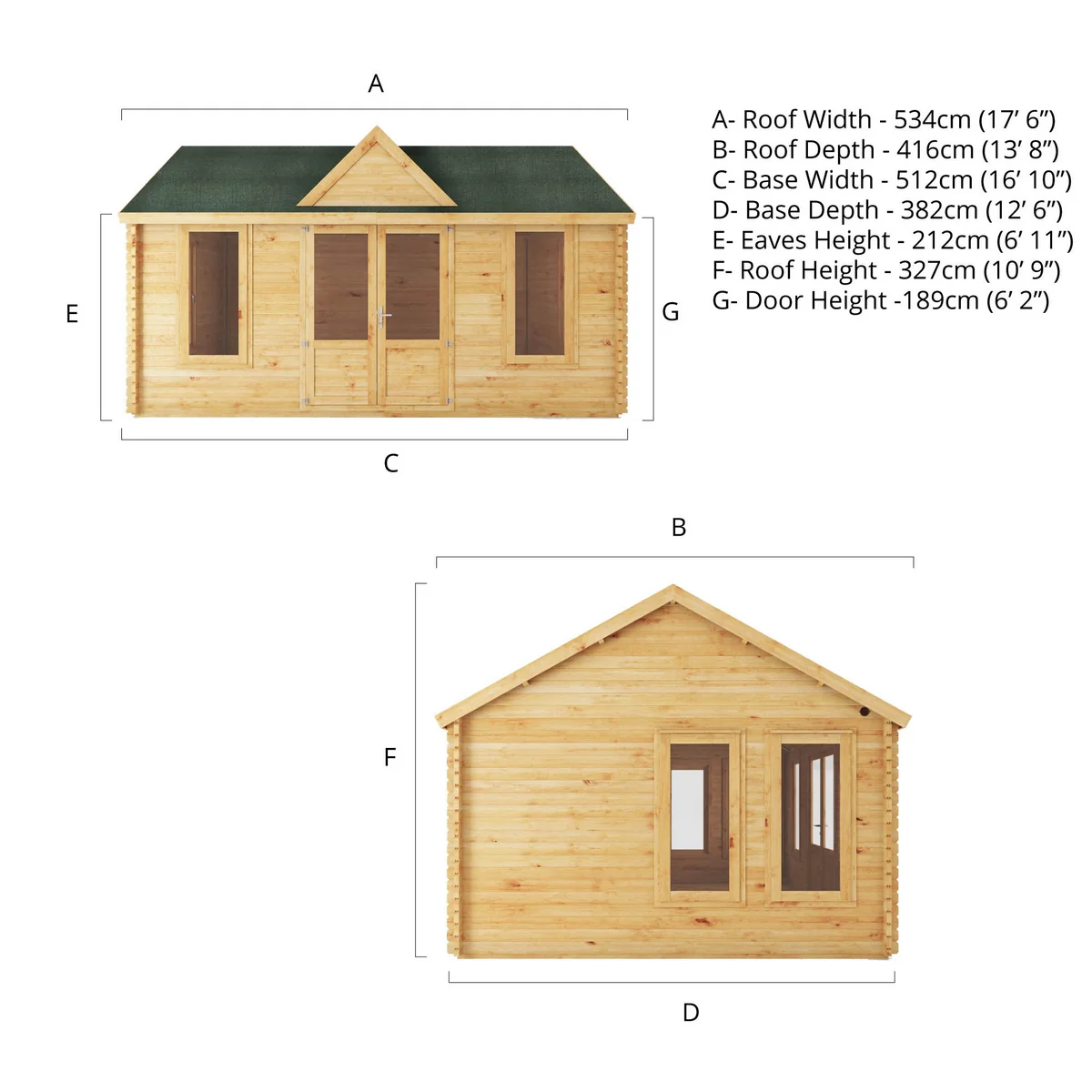 Mercia Clock Tower 13' 7" x 17' 6" Apex Log Cabin - Premium 44mm Cladding Loglap - Image 11