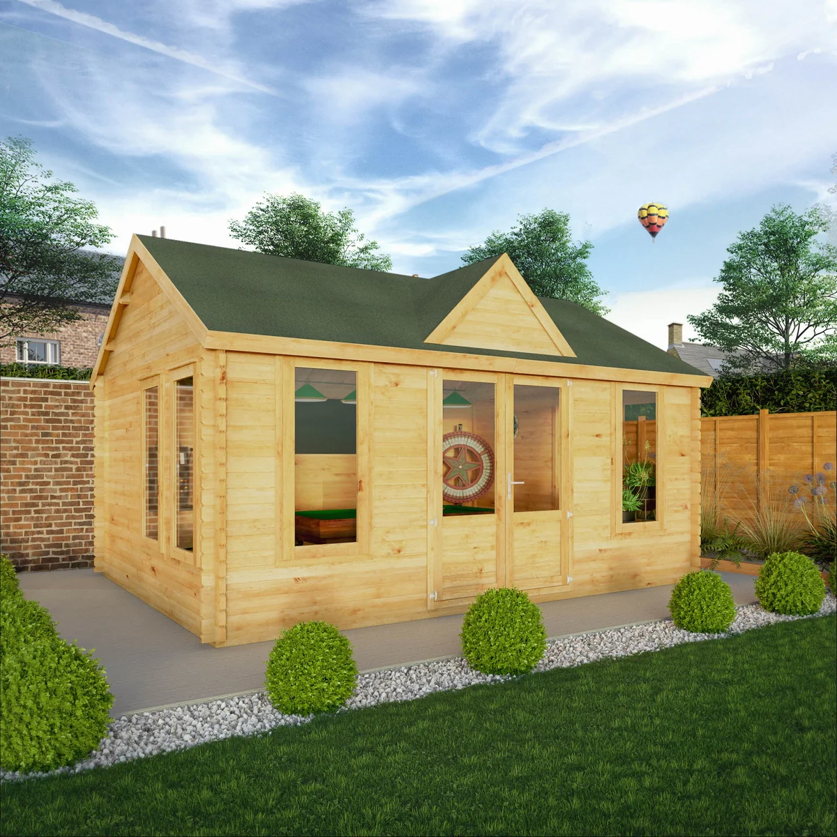 Mercia Clock Tower 13' 7" x 17' 6" Apex Log Cabin - Premium 44mm Cladding Loglap - Image 6