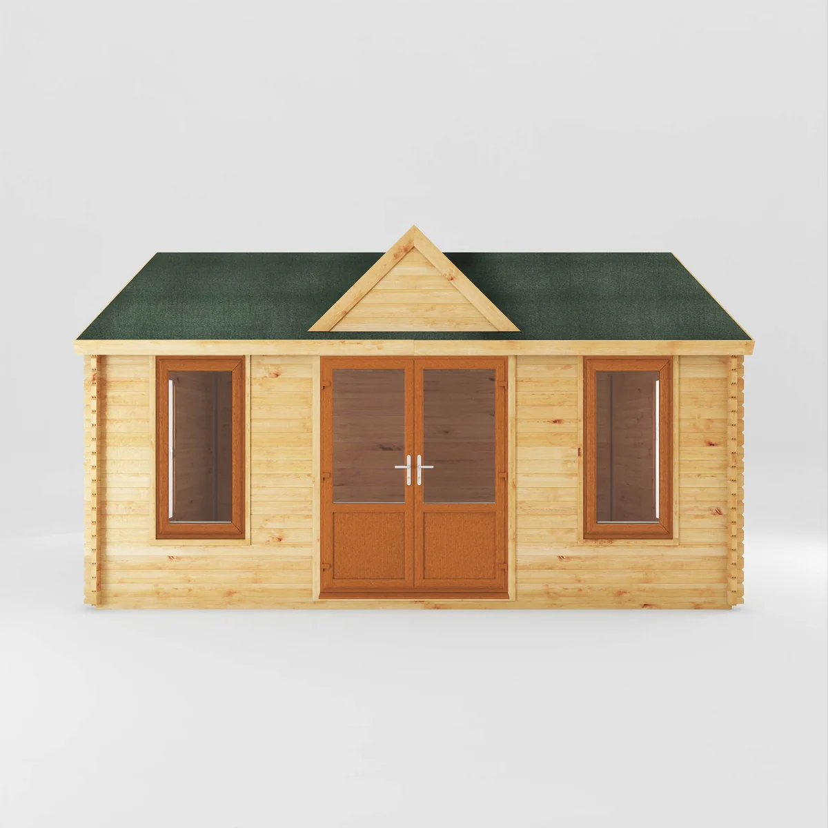 Mercia Clock Tower 13' 7" x 17' 6" Apex Log Cabin - Premium 44mm Cladding Loglap - Brown UPVC - Image 2