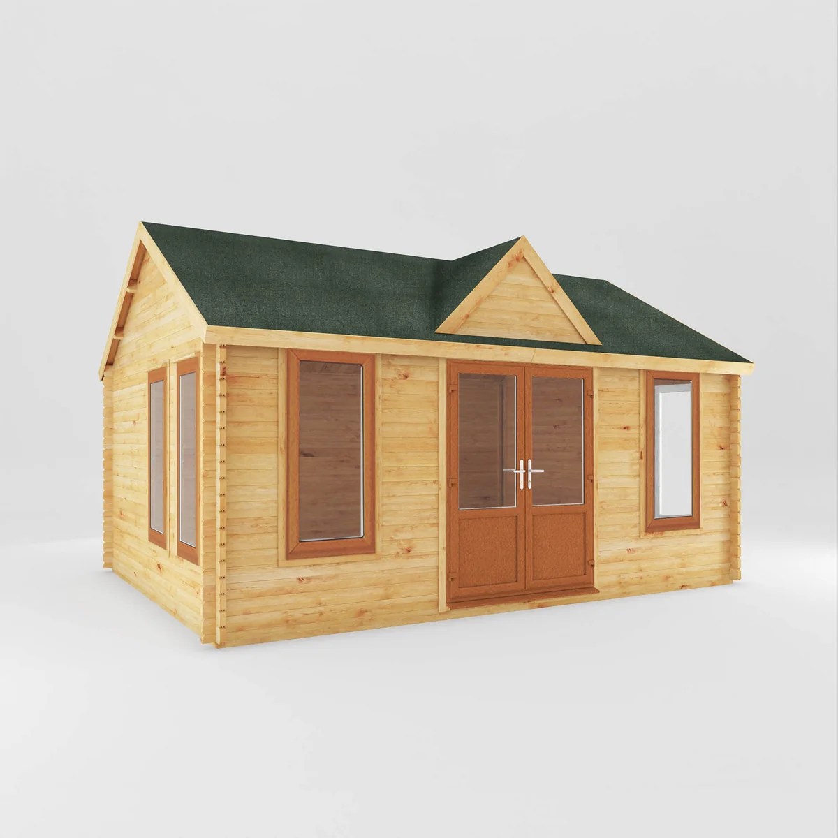 Mercia Clock Tower 13' 7" x 17' 6" Apex Log Cabin - Premium 44mm Cladding Loglap - Brown UPVC - Image 6