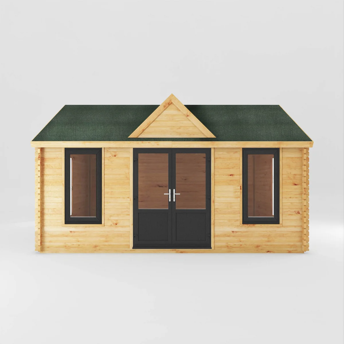 Mercia Clock Tower 13' 7" x 17' 6" Apex Log Cabin - Premium 44mm Cladding Loglap - Grey UPVC - Image 2