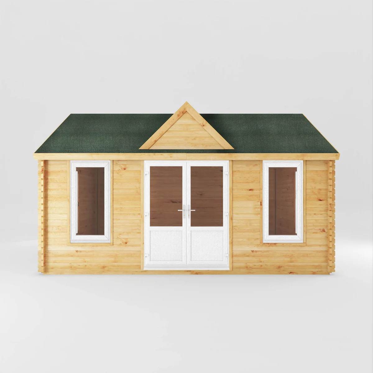 Mercia Clock Tower 13' 7" x 17' 6" Apex Log Cabin - Premium 44mm Cladding Loglap - White UPVC - Image 2
